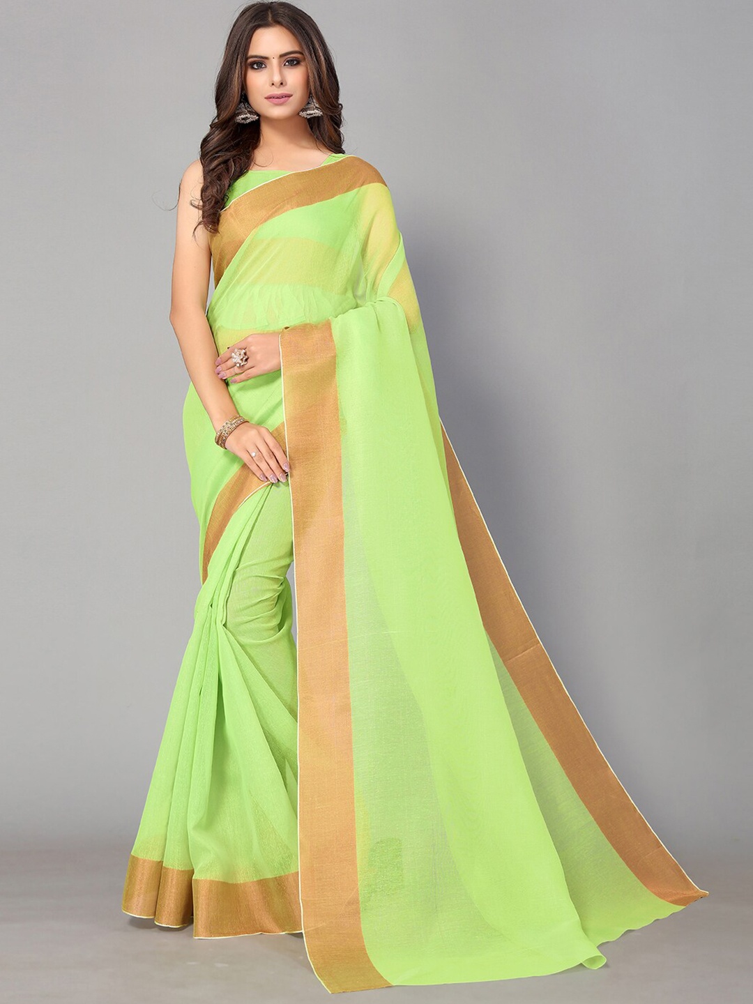 

GORGONE Green & Brown Saree