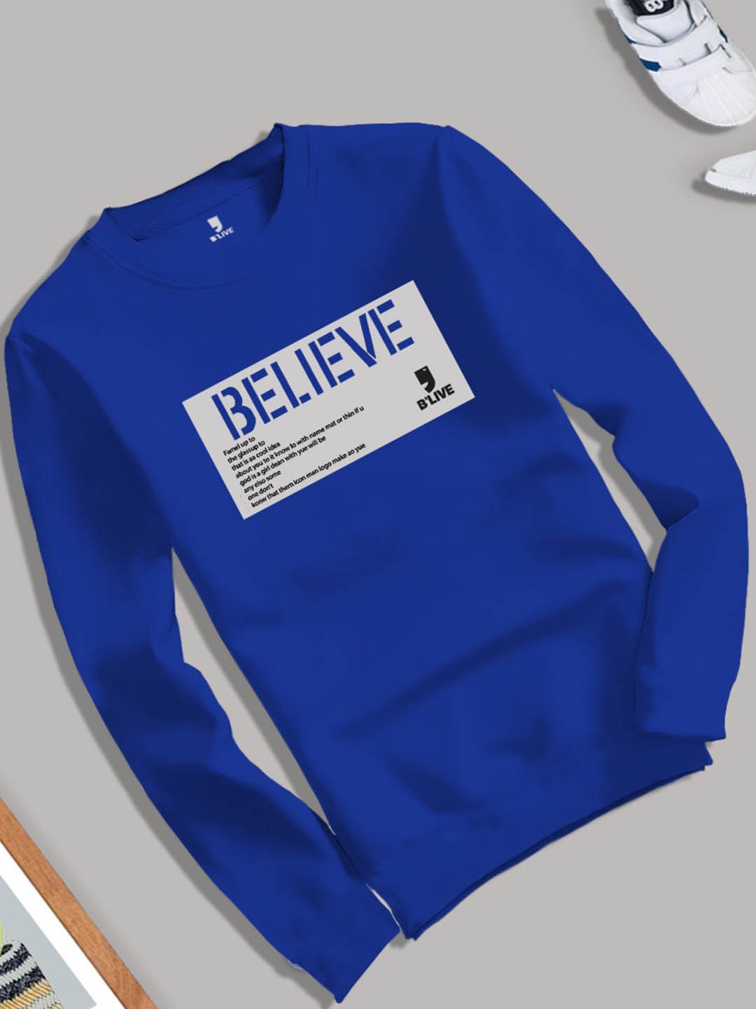 

BLIVE Boys Typography Printed Long Sleeves T-shirt, Blue