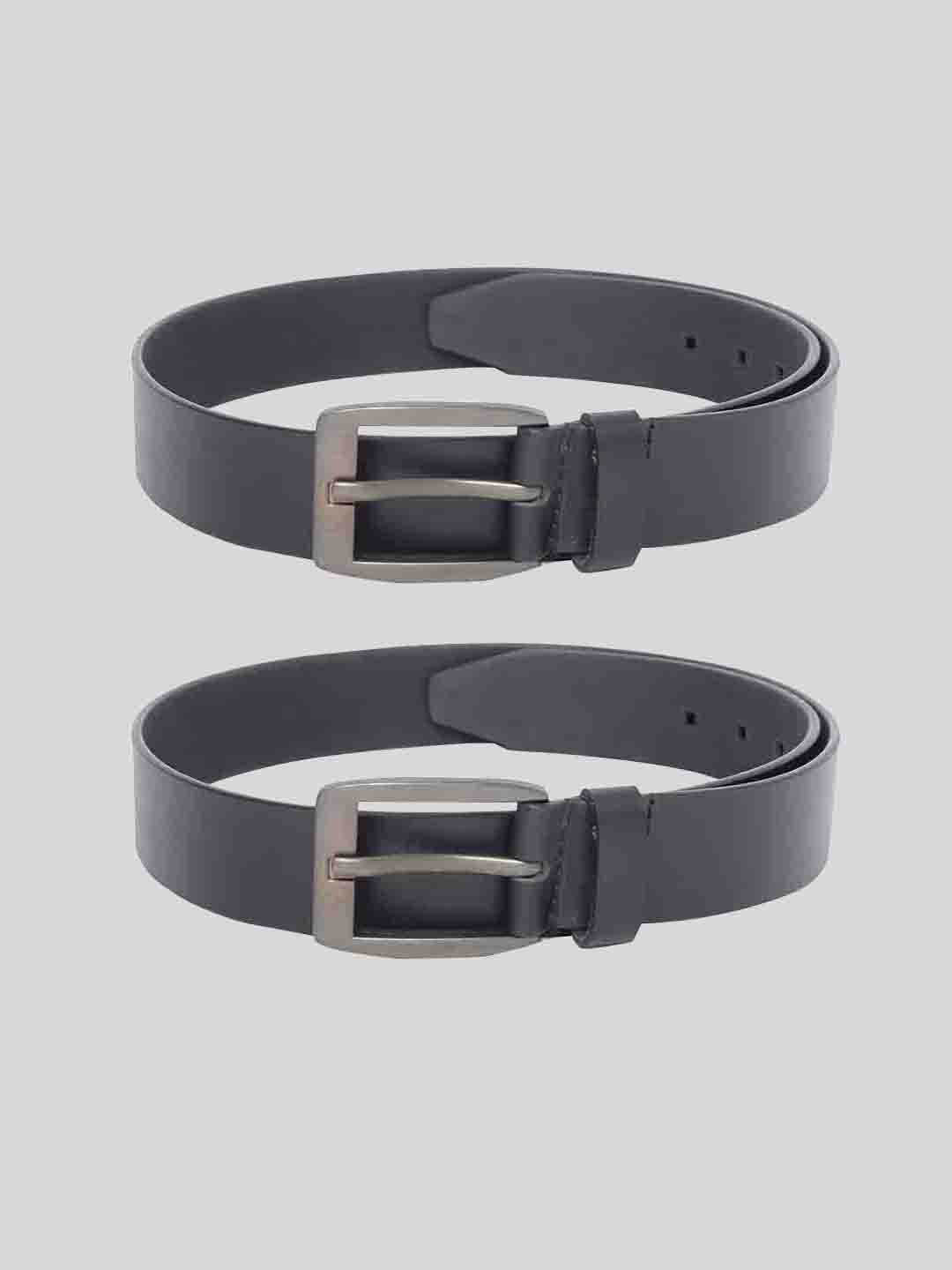 

TOM LANG LONDON Men Pack Of 2 Tang Closure Formal Leather Belt, Black