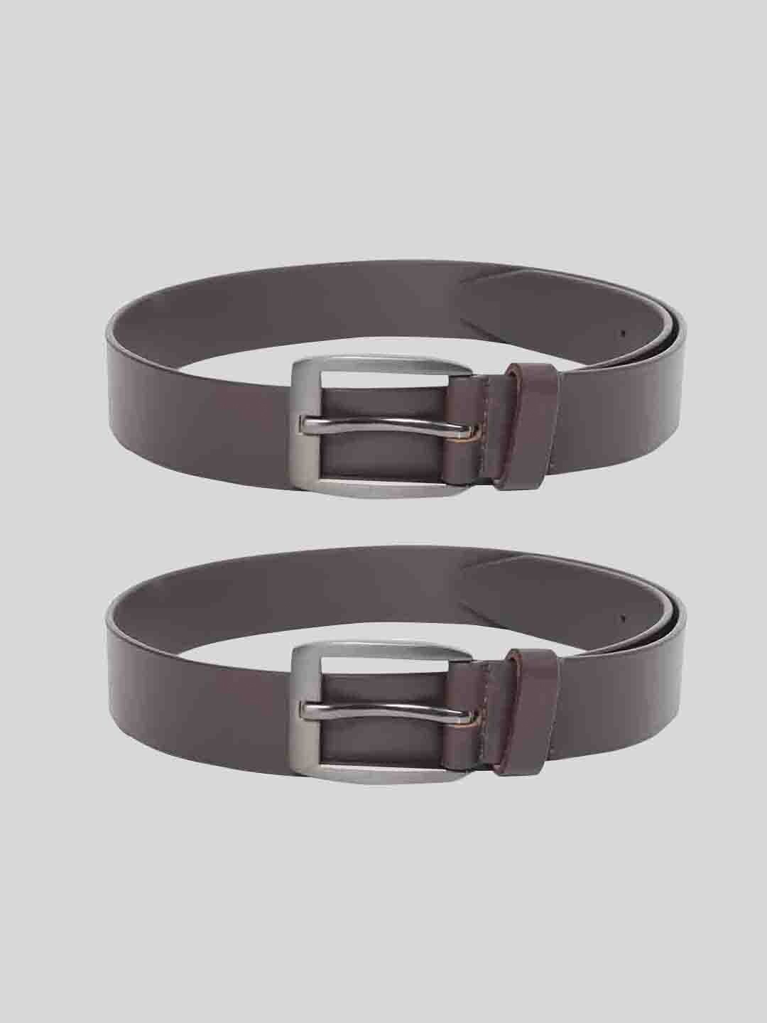 

TOM LANG LONDON Men Pack Of 2 Tang Closure Formal Leather Belt, Brown