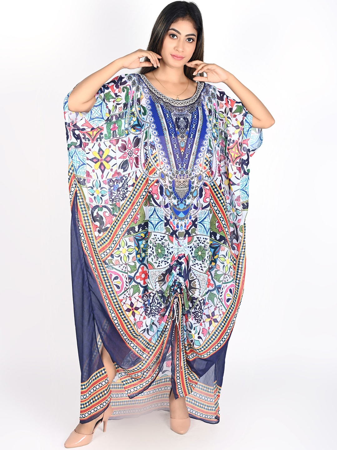 

Rajoria Instyle Kaftan for Women Ethnic Motif Printed Kaftan Coverup Dress, Blue