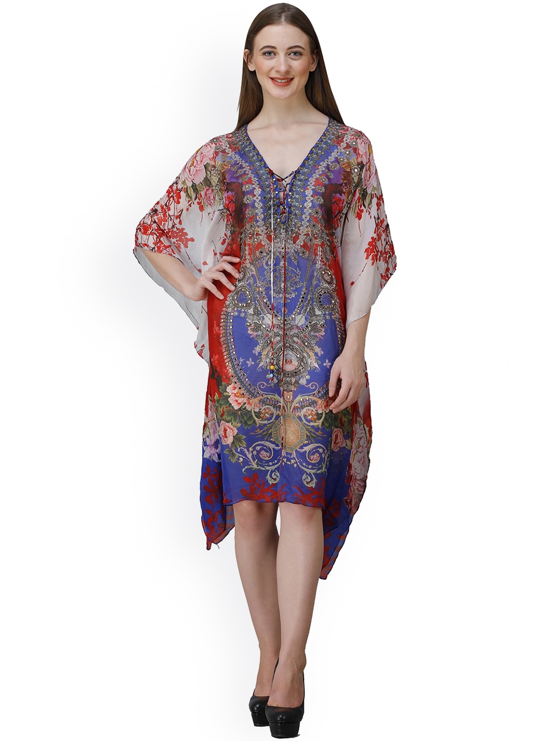 

Rajoria Instyle Printed Kaftan Beach Cover-up Dress, Blue