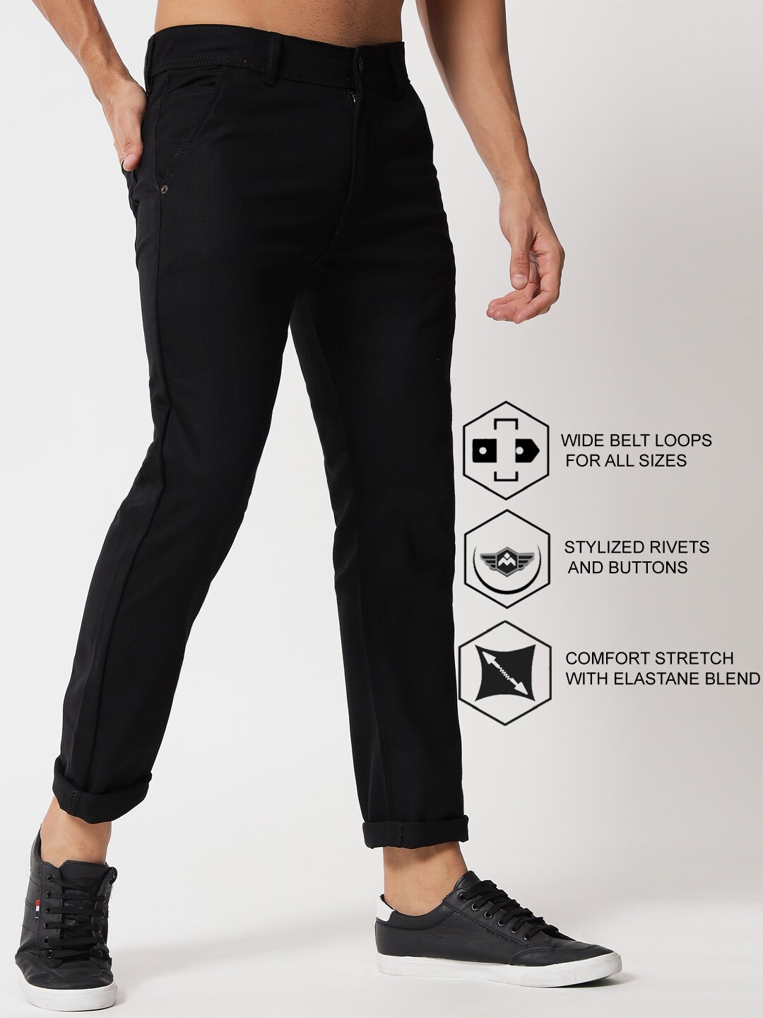 

UNITED DENIM Men Mid Rise Slim Fit Stretchable Jeans, Black