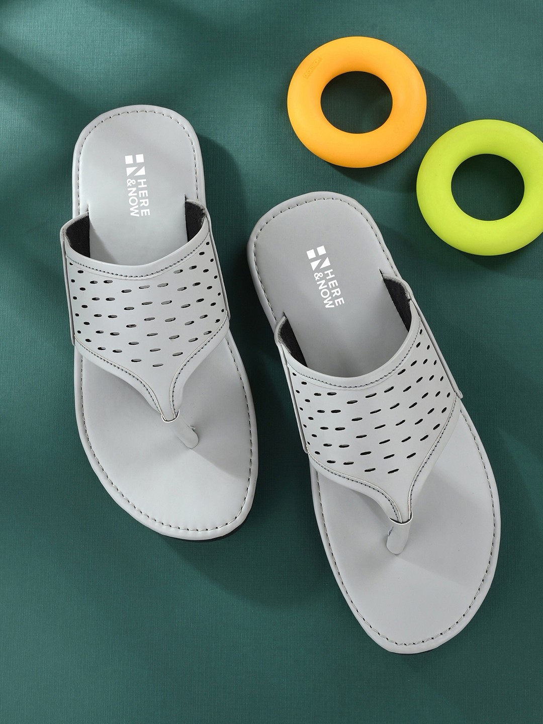 

HERE&NOW Men Grey Comfort Sandals With Laser Cuts