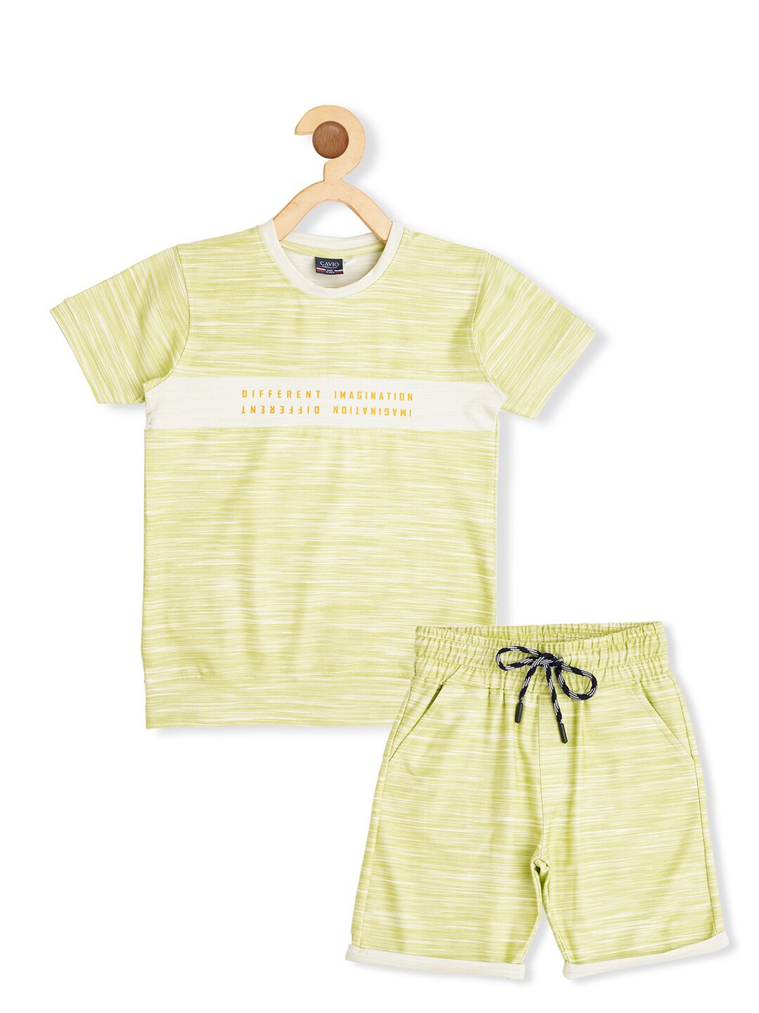 

CAVIO Boys Printed Pure Cotton T-shirt With Shorts, Sea green
