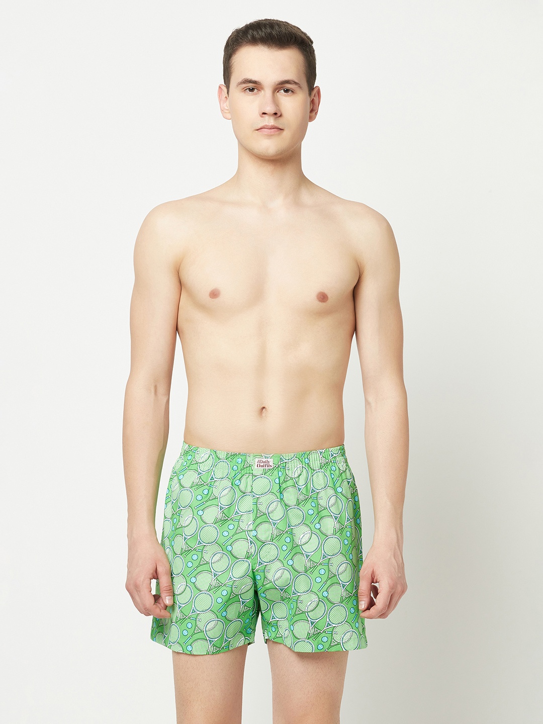 

THE DAILY OUTFITS Men Printed Pure Cotton Boxers, Green
