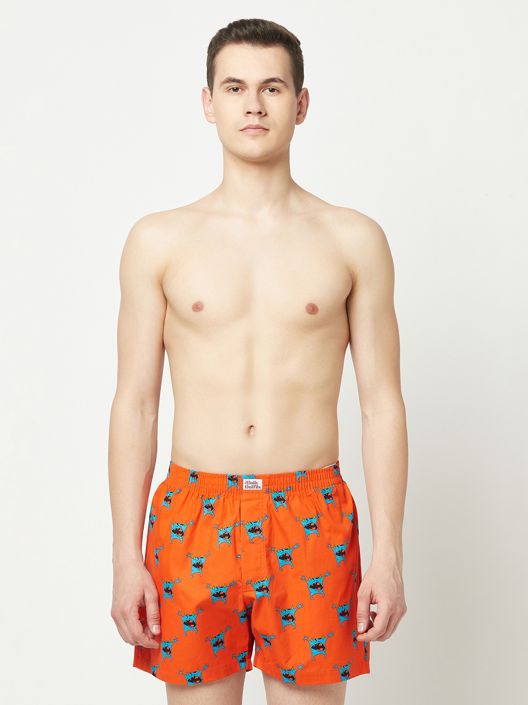

THE DAILY OUTFITS Men Printed Pure Cotton Ultimate Comfort Boxers, Orange