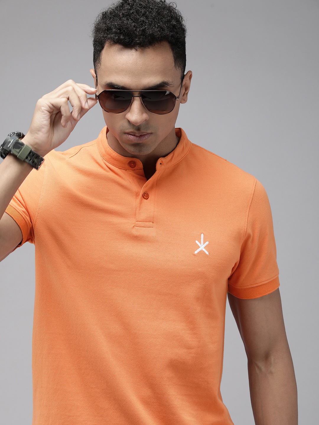 

Roadster Mandarin Collar T-shirt, Orange