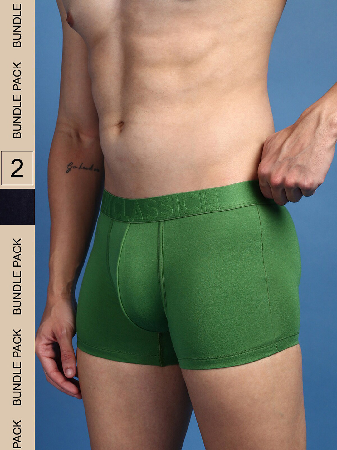 

ONN Men Pack Of 2 Low-Rise Anti-Microbial Trunks, Navy blue