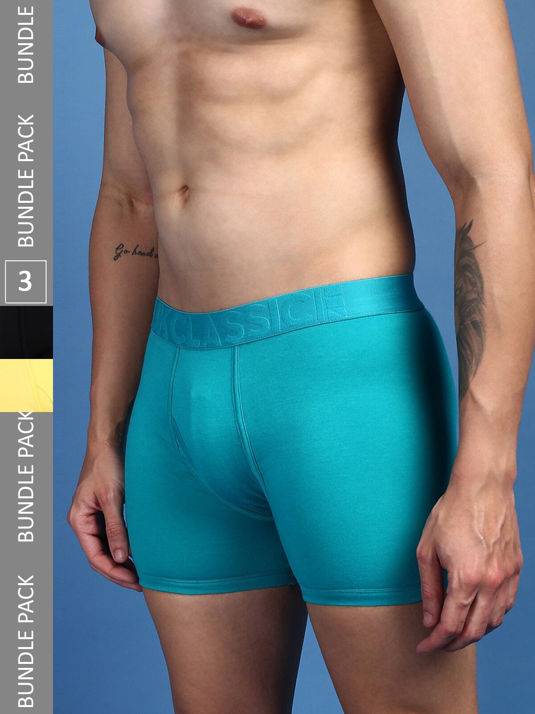 

ONN Men Pack Of 3 Anti-Microbial Trunks, Turquoise blue