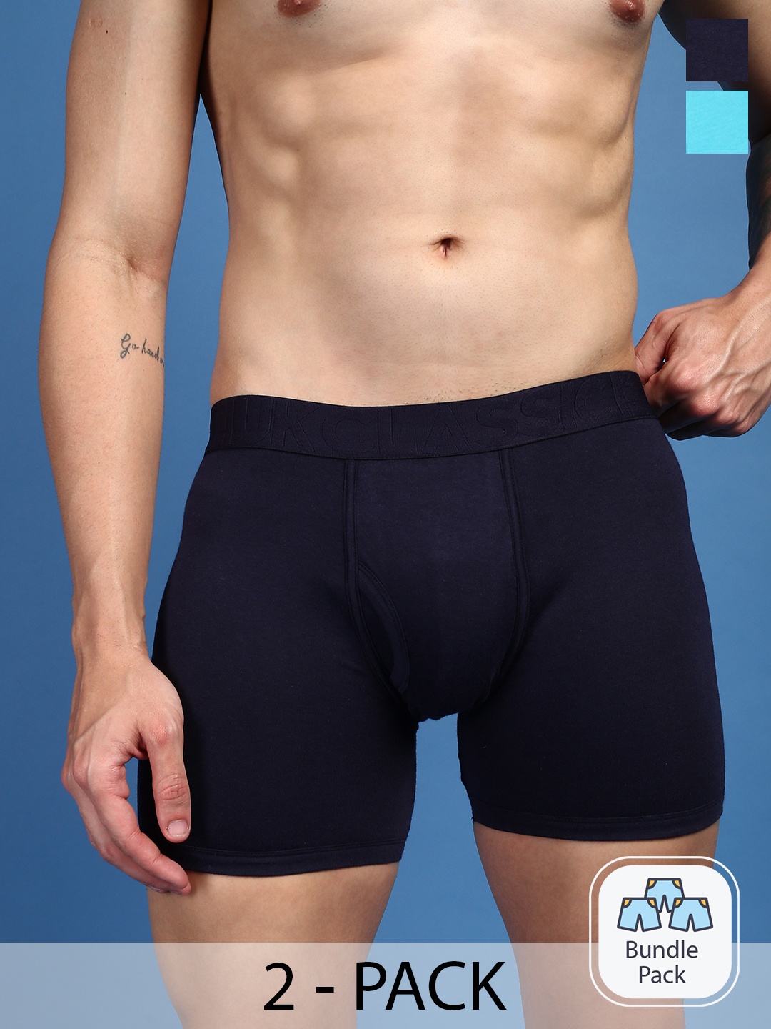 

ONN Men Pack Of 2 Anti Microbial Trunks, Navy blue