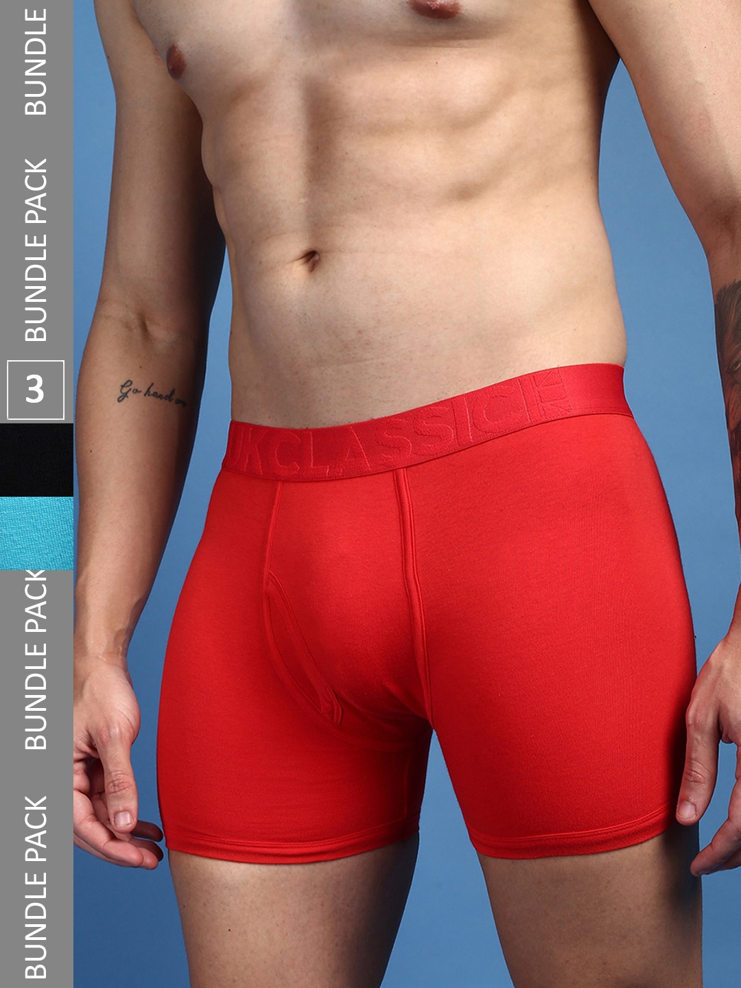 

ONN Men Pack Of 3 Anti-Microbial Trunks, Red