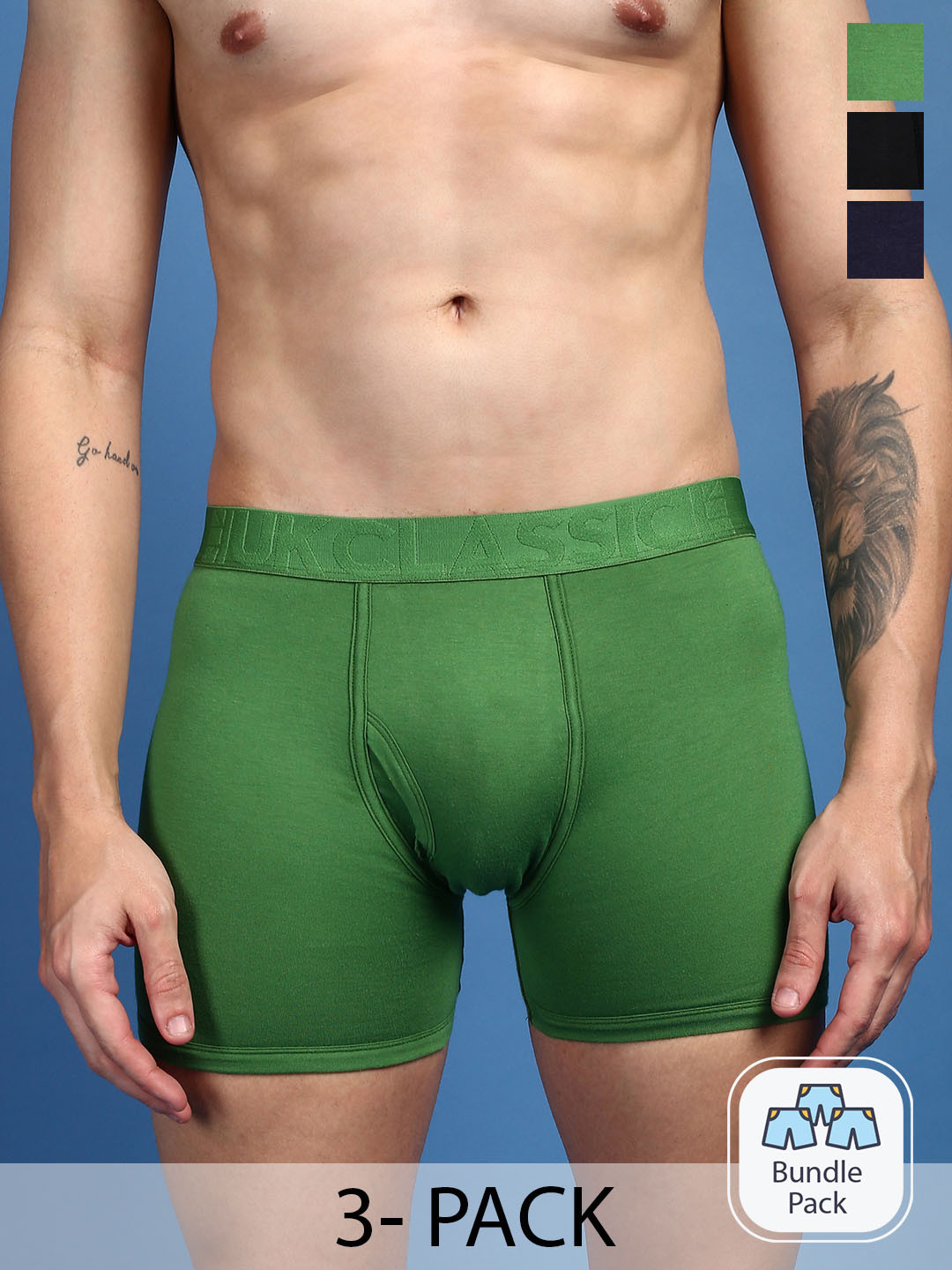 

ONN Men Pack Of 3 Ultra Soft Trunks, Navy blue