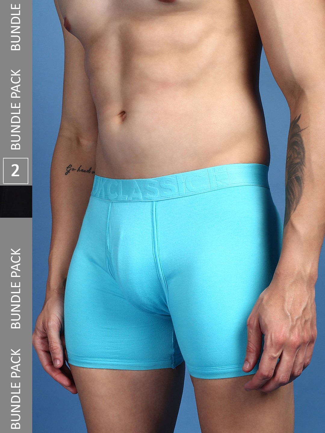 

ONN Men Pack Of 2 Low-Rise Anti-Microbial Trunks, Blue