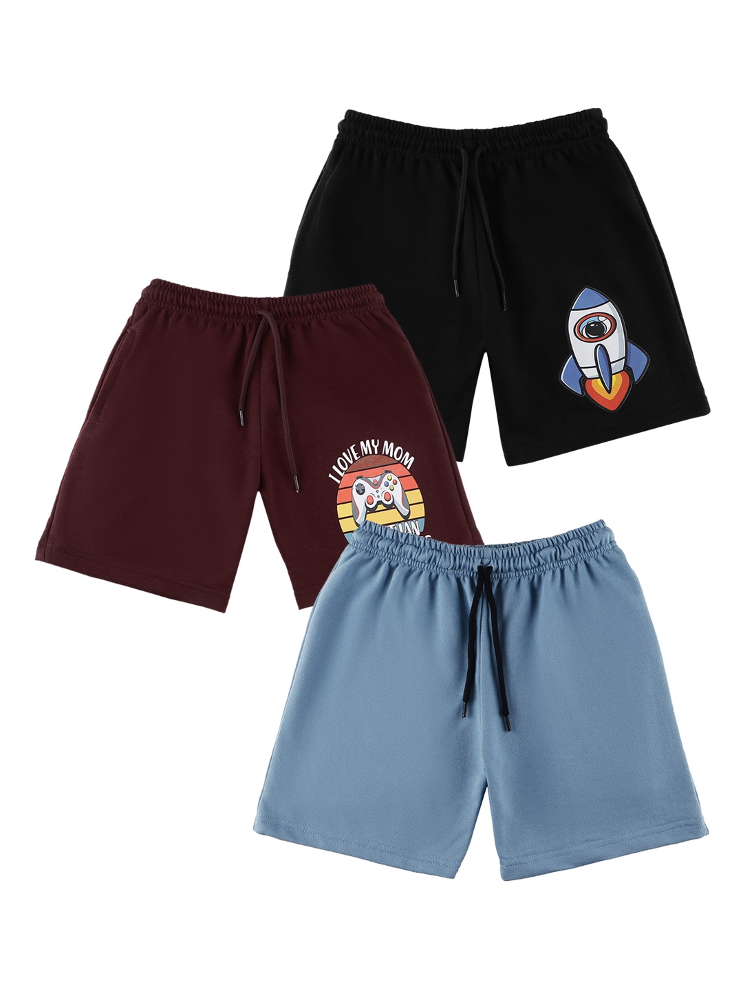 

Ninos Dreams Boys Pack Of 3 Cotton Shorts, Black