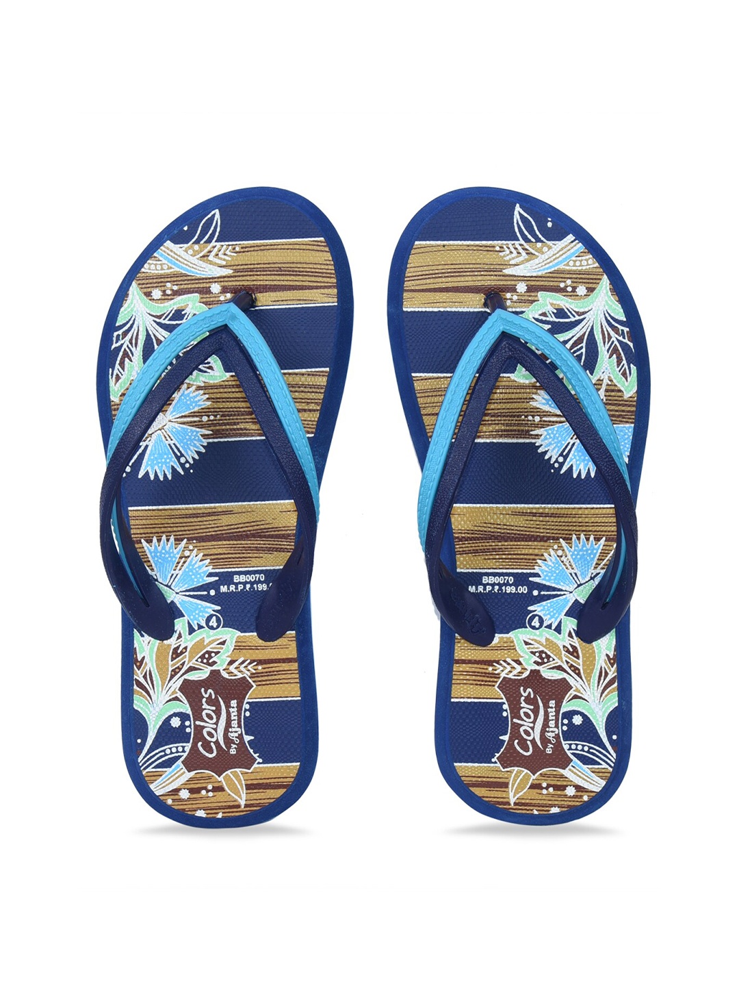 

Ajanta Women Floral Printed Thong Flip-Flops, Blue