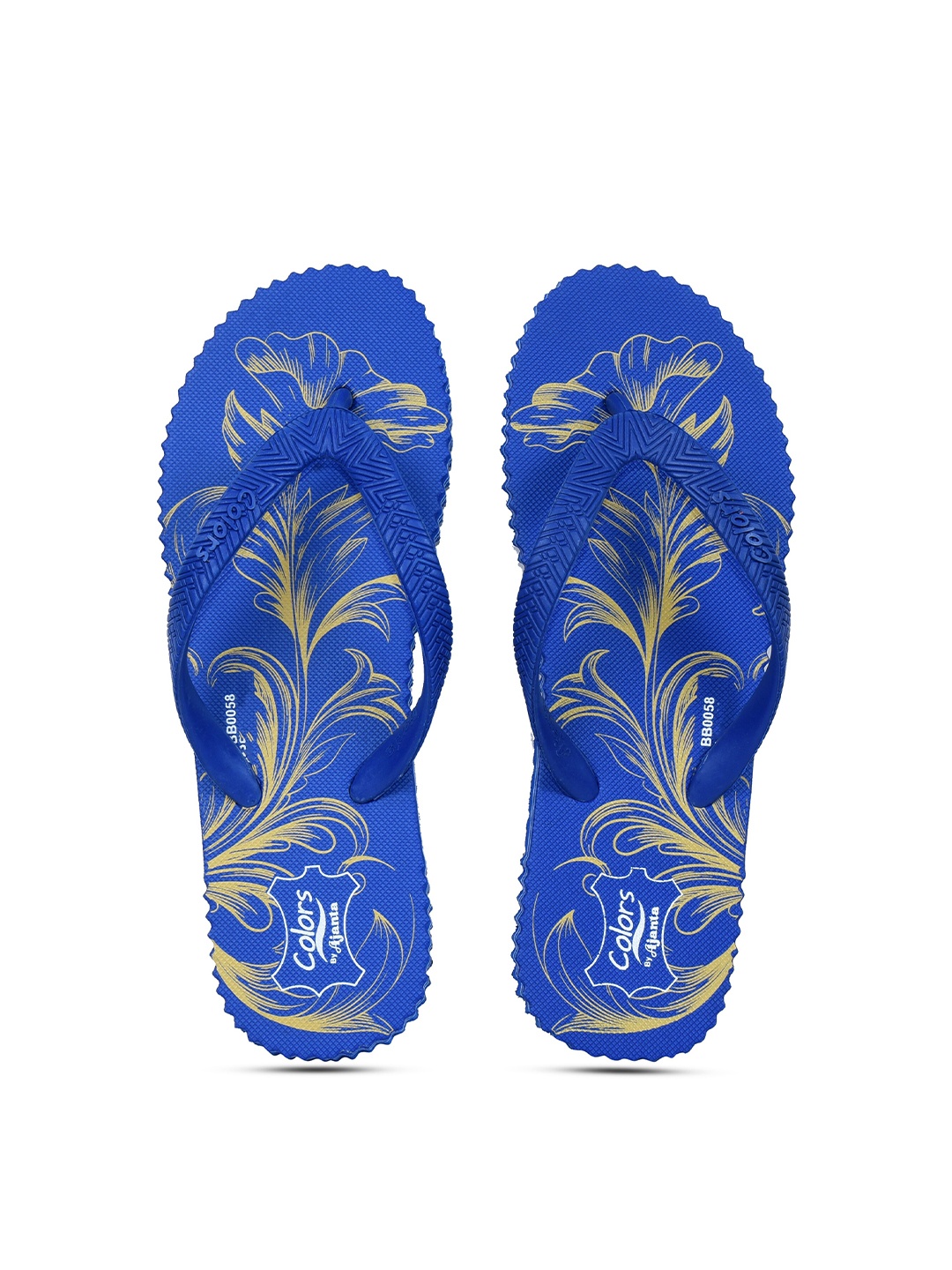 

Ajanta Women Floral Printed Thong Flip-Flops, Blue