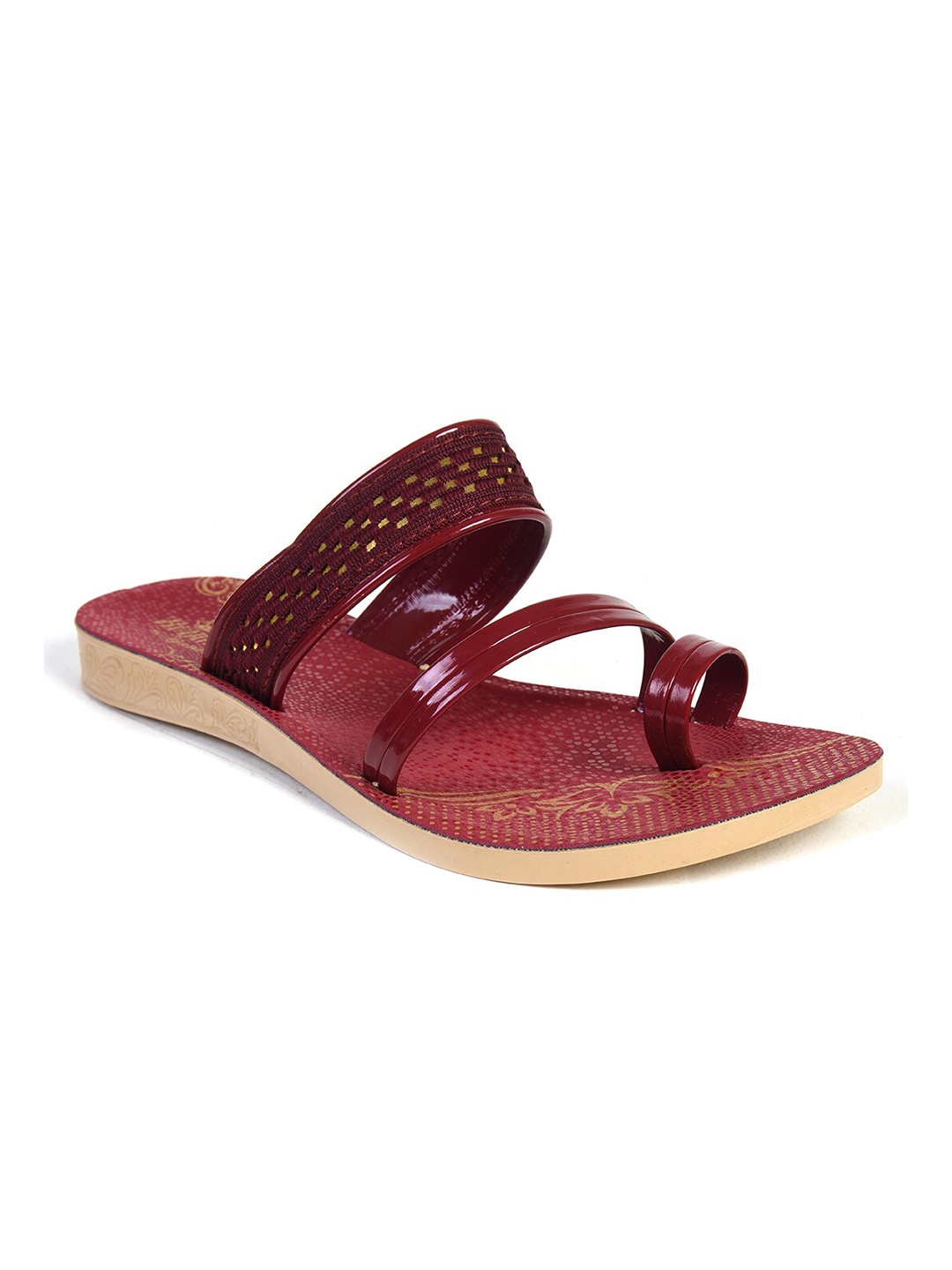 

Ajanta Women Woven Design One Toe Flats, Red