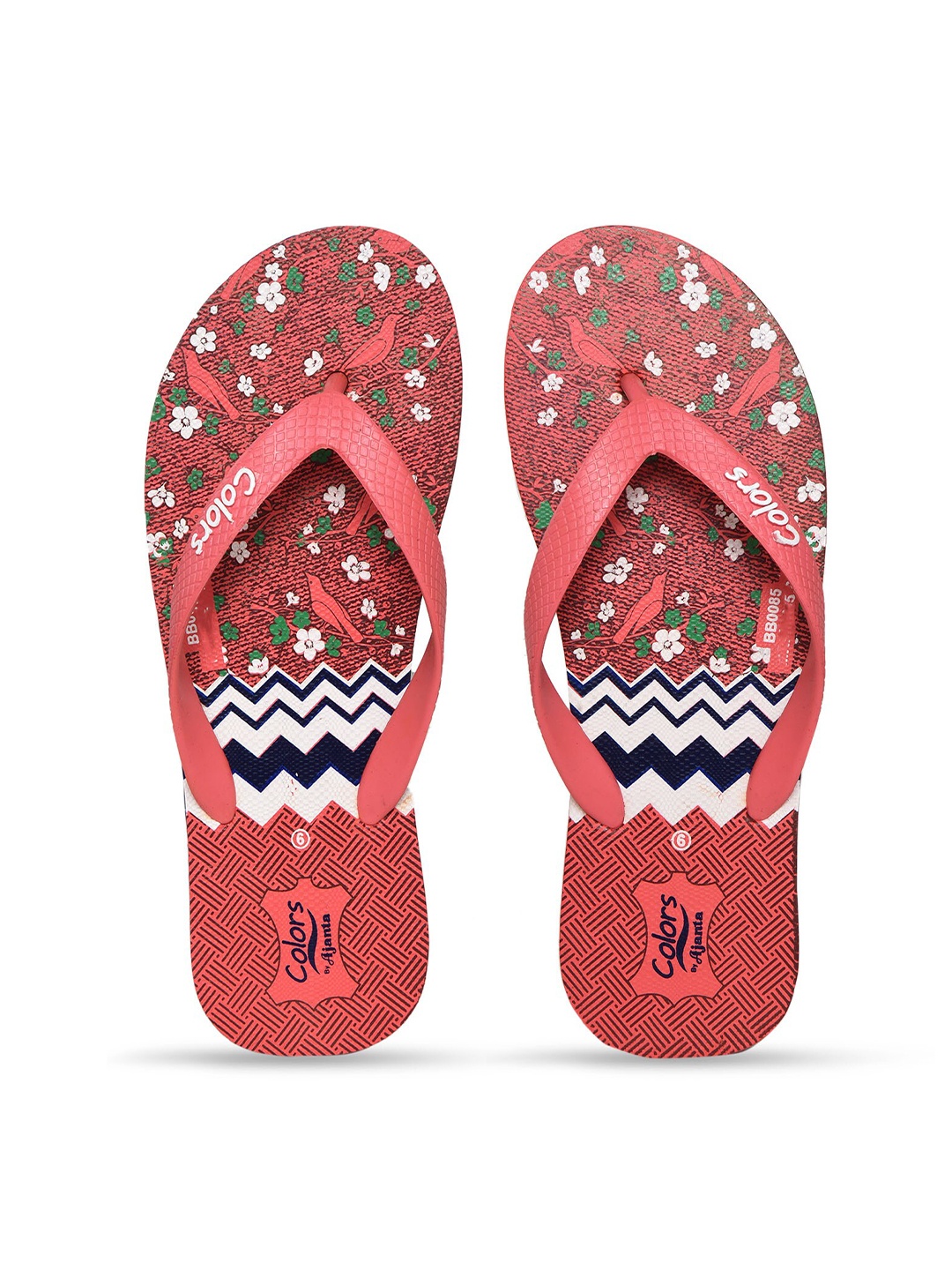 

Ajanta Women Floral Printed Lightweight Thong Flip-Flops, Maroon