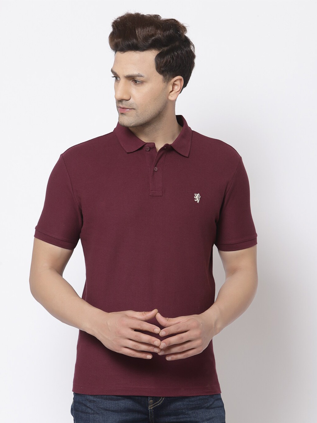 

Red Tape Polo Collar Pure Cotton T-shirt, Purple