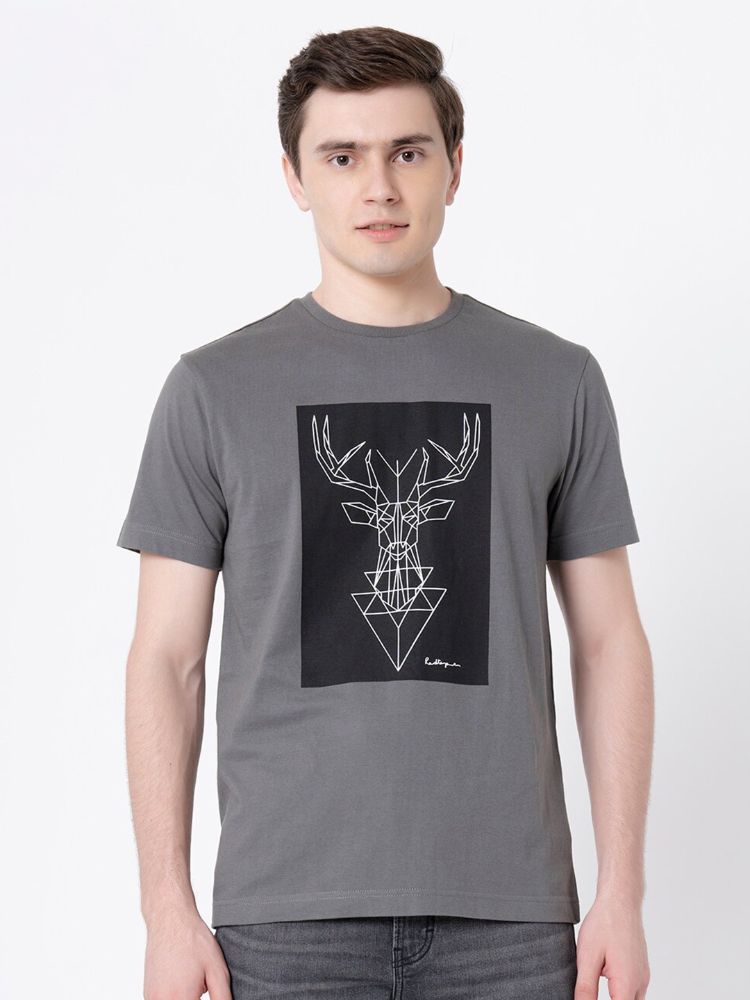 

Red Tape Space Grey Graphic Print Pure Cotton T-Shirt
