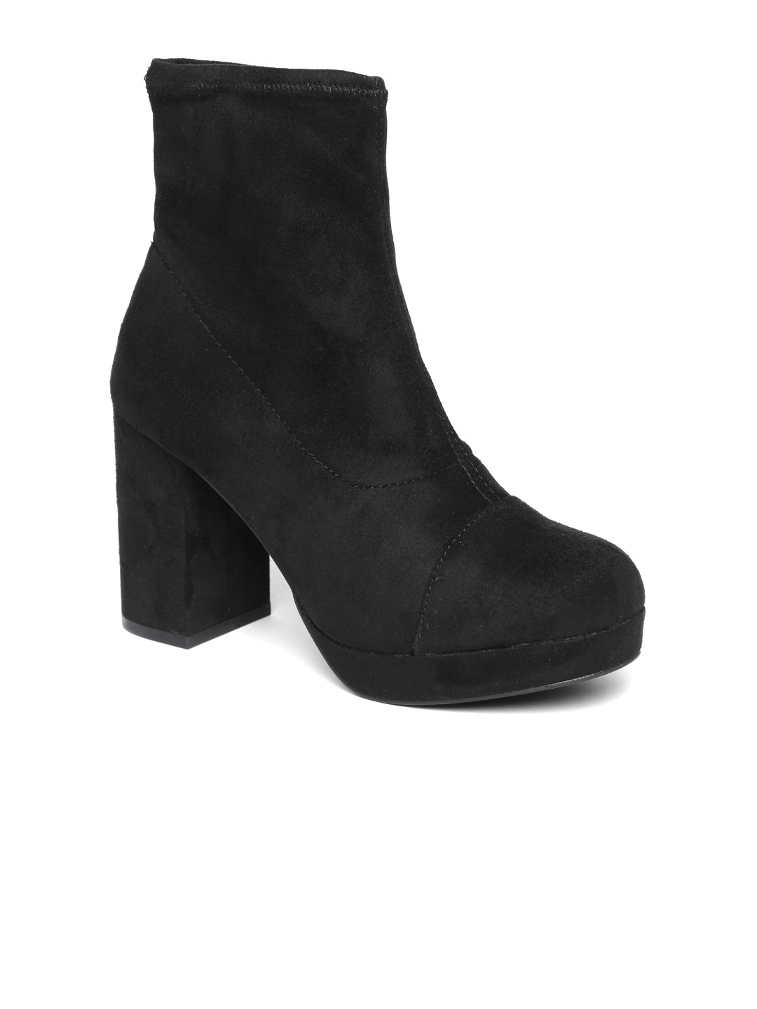

FOREVER 21 Women Black Solid Heeled Boots