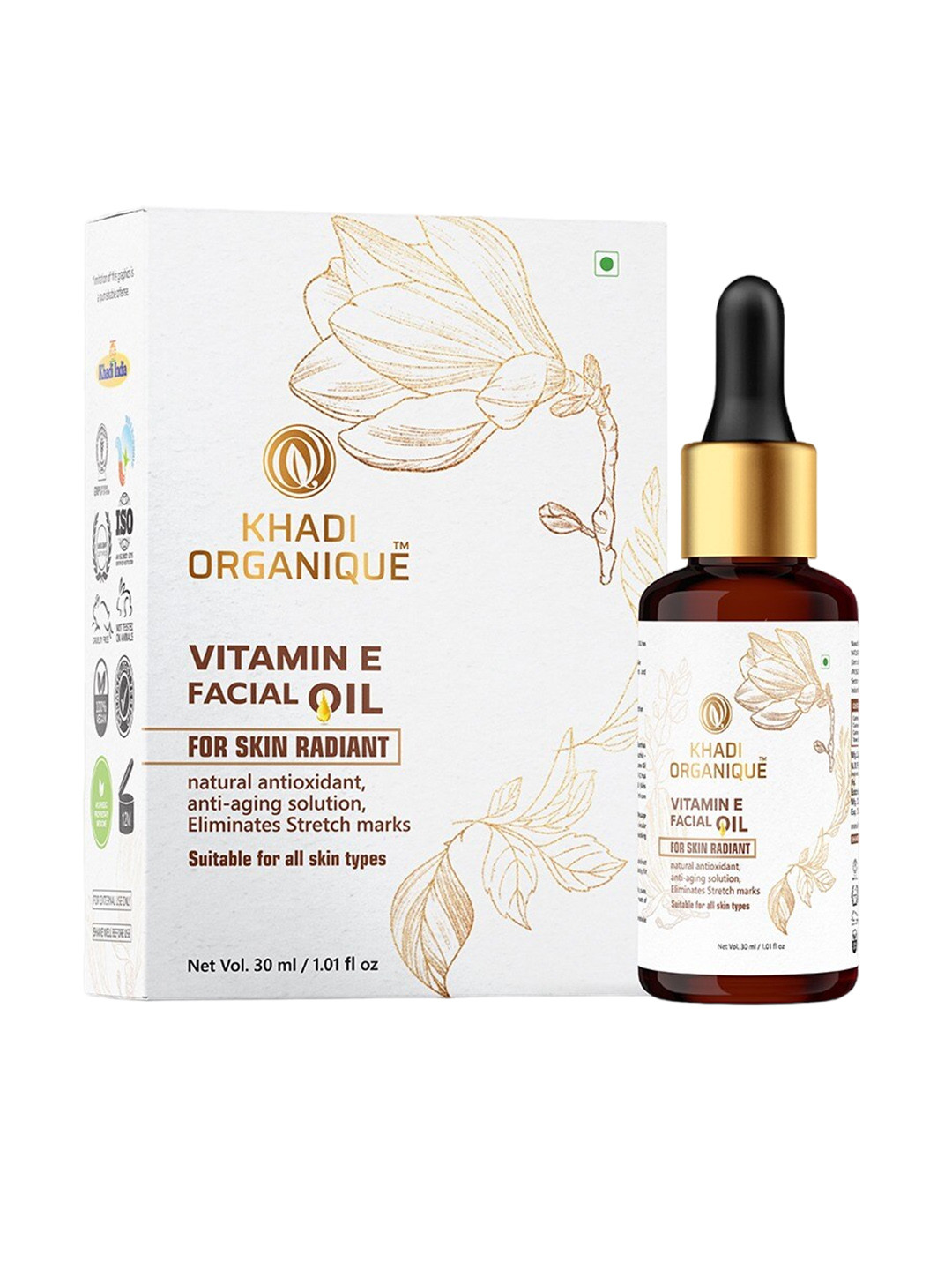

Khadi Organique Vitamin E Facial Oil For Radiant Skin with Sunflower & Peanut Oil - 30ml, White