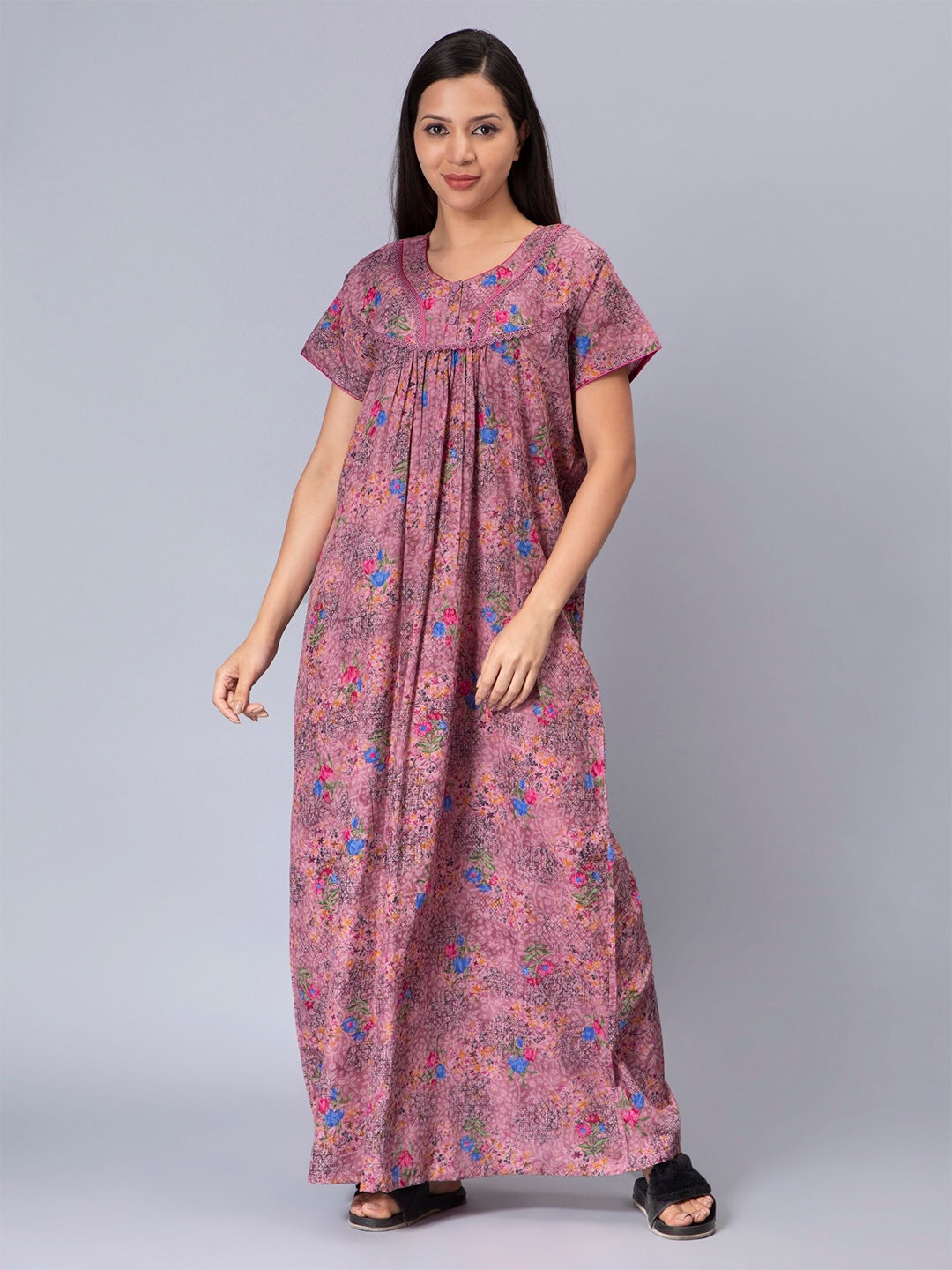 

NIGHTSPREE Floral Printed Maxi Nightdress, Pink