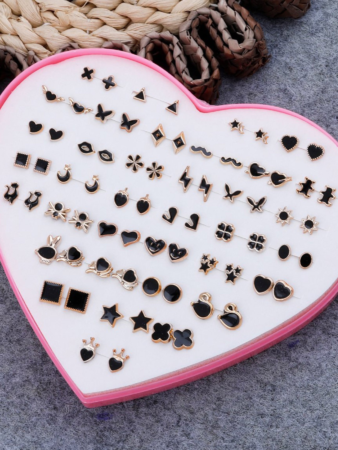 

Silver Shine Set Of 36 Gold Plated Contemporary Studs Earrings
