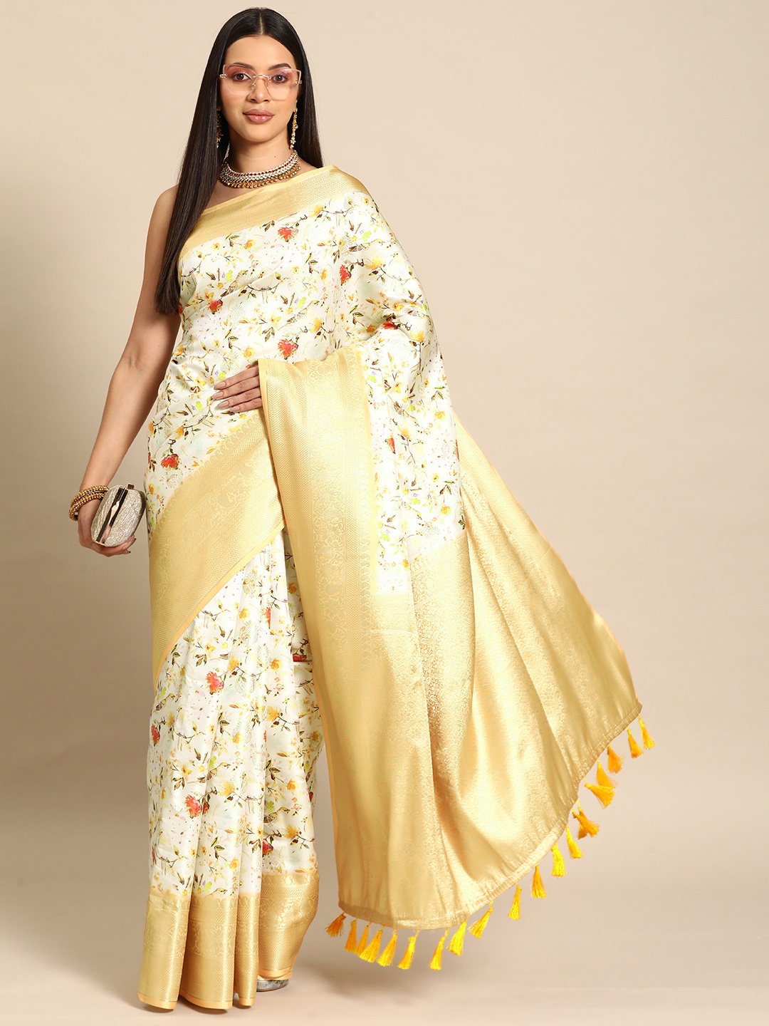 

Silk Land Kalamkari Kanjeewaram Art Silk Digital Print saree, Multi