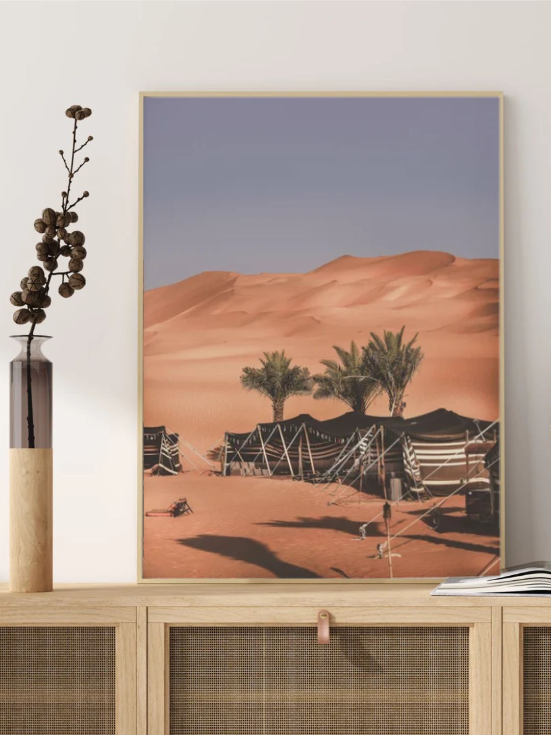

INDIAN CLASSIC ART Brown & Green Desert Camp Oasis Wall Art