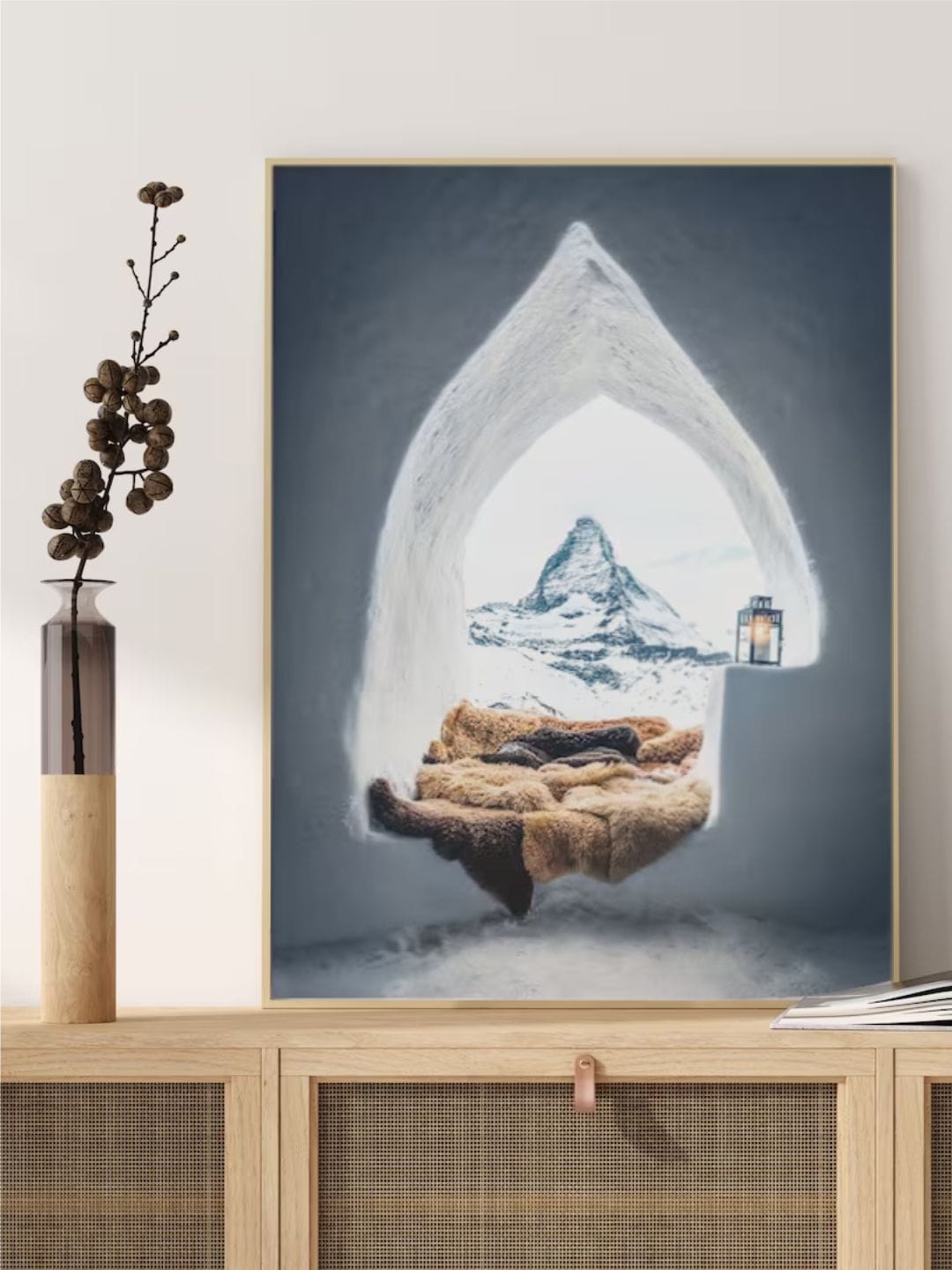 

INDIAN CLASSIC ART White & Blue Photo From A Cozy Igloo Art