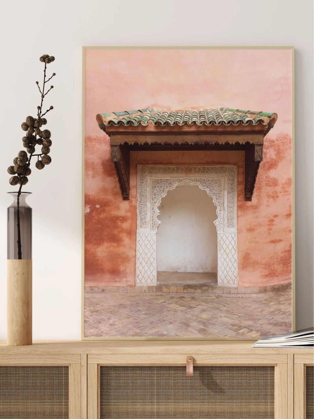 

INDIAN CLASSIC ART Beige & White Moroccan Door Marrakech Art Painting Wall Art