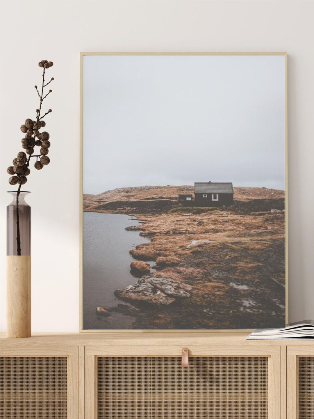 

INDIAN CLASSIC ART White Coastal Cabin In Iceland Scandinavian Wall Art