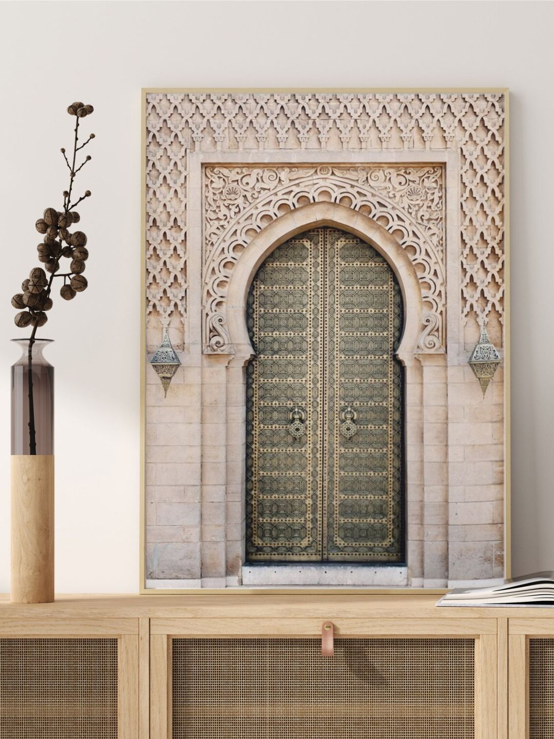 

INDIAN CLASSIC ART Off White Moroccan Doorarabic Architecture Printed Wall Art