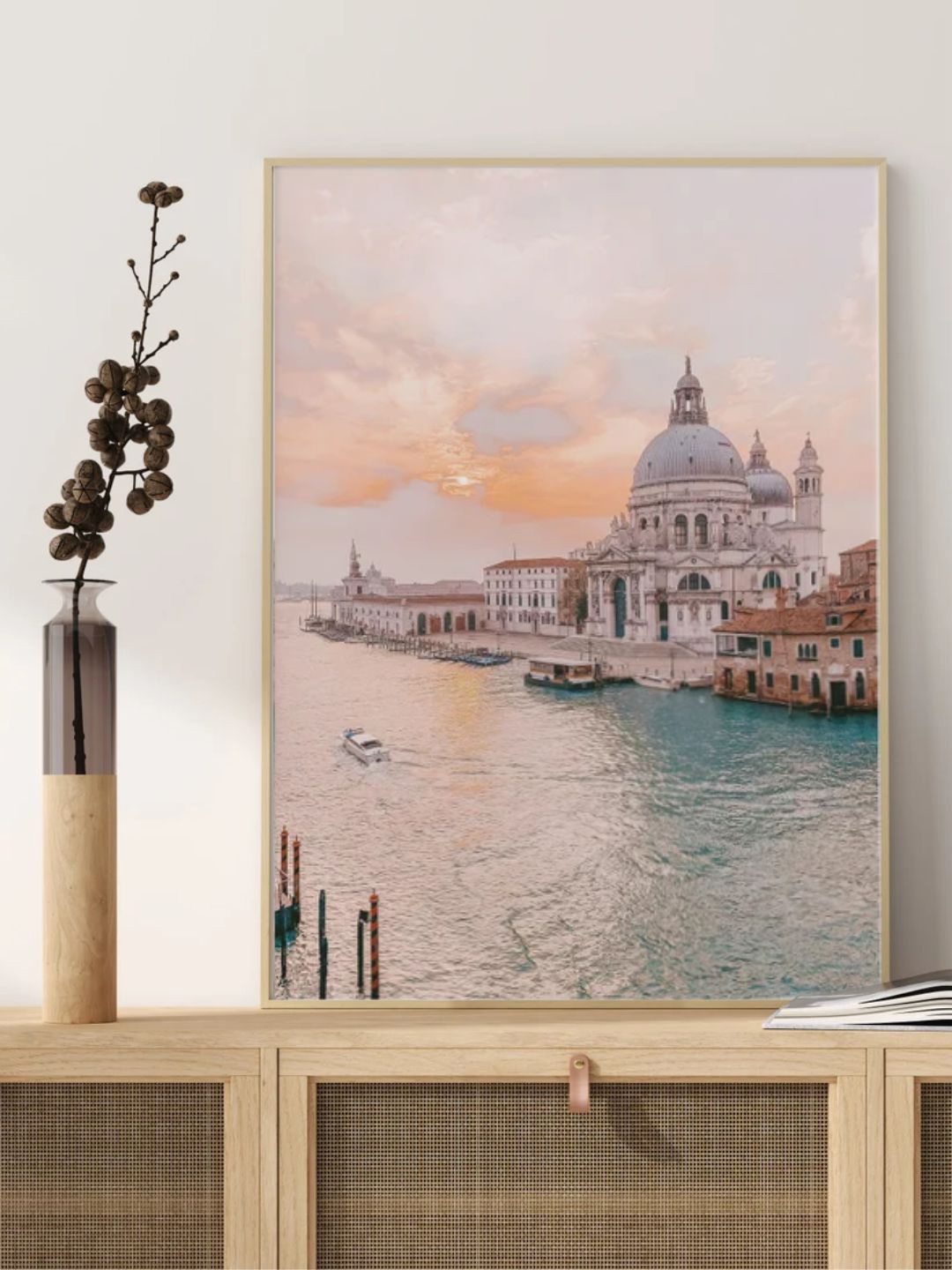 

INDIAN CLASSIC ART Blue & White Pastel Photo of Venice Mediterranean Wall Art