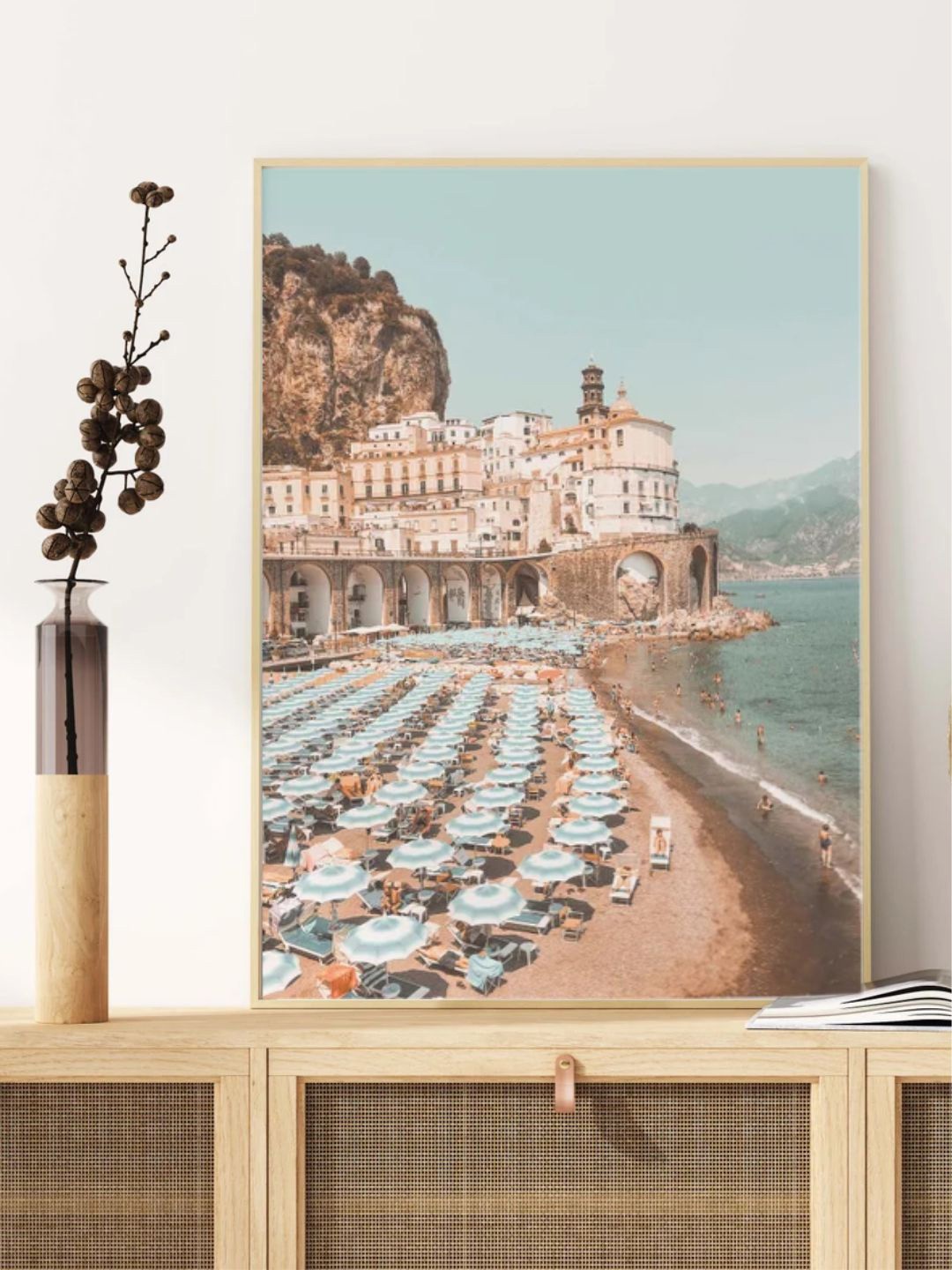 

INDIAN CLASSIC ART Blue Italy Art Printed Framed Wall Painting