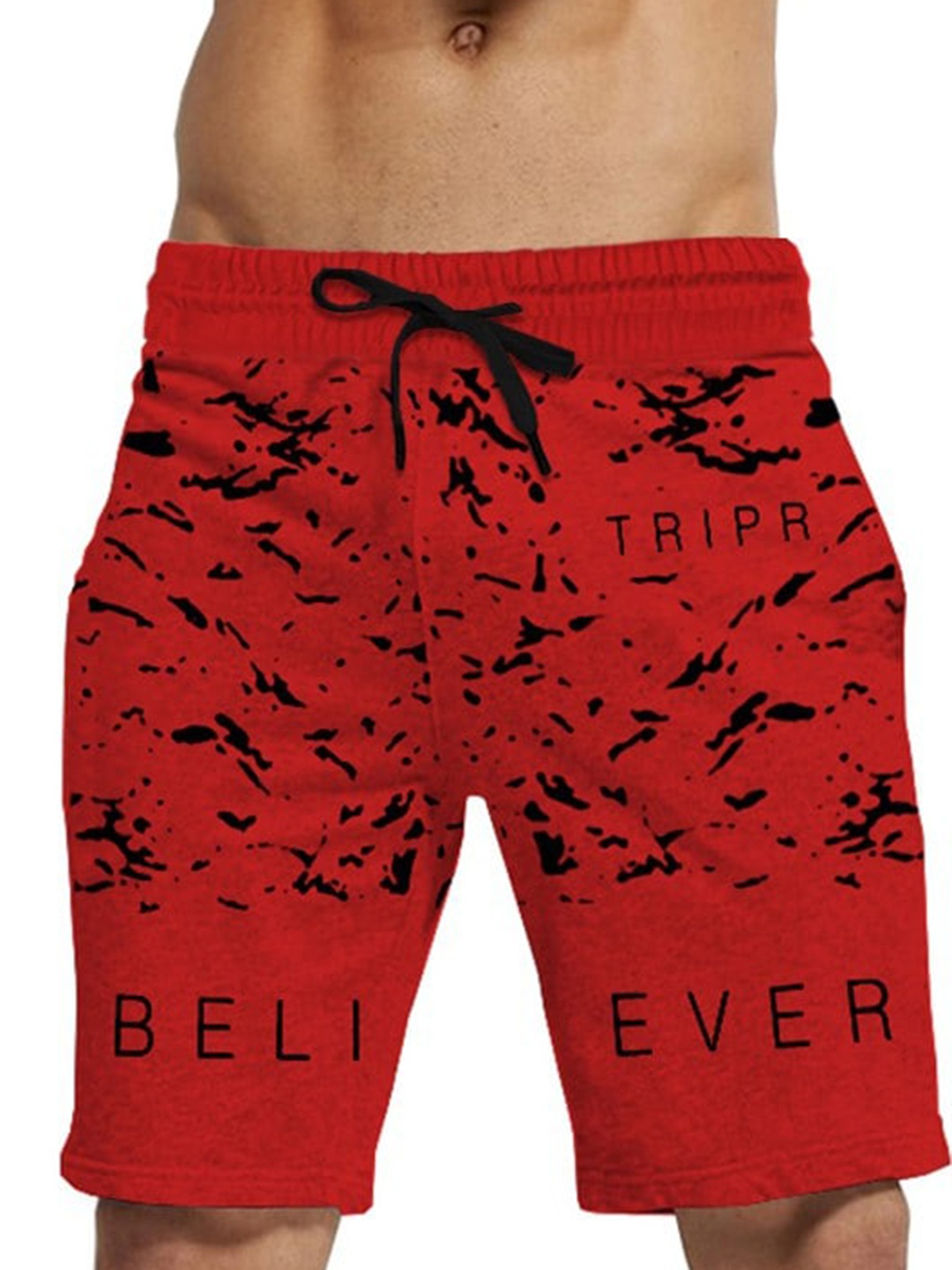 

TRIPR Men Abstract Printed Mid-Rise Cotton Regular Shorts, Red