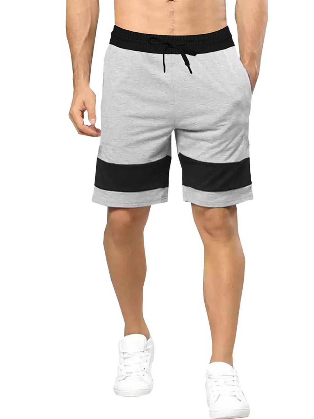

TRIPR Men Pack Of 2 Mid-Rise Colourblocked Cotton Shorts, Black