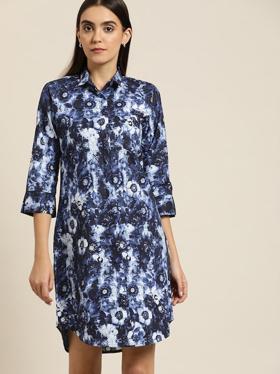Hancock Floral Printed Shirt Dress, Blue