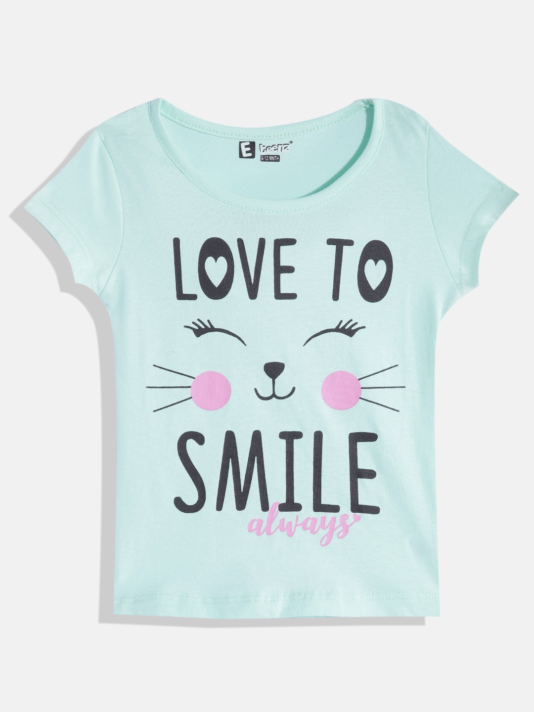 

Eteenz Girls Premium Cotton Typography Printed T-shirt, Green