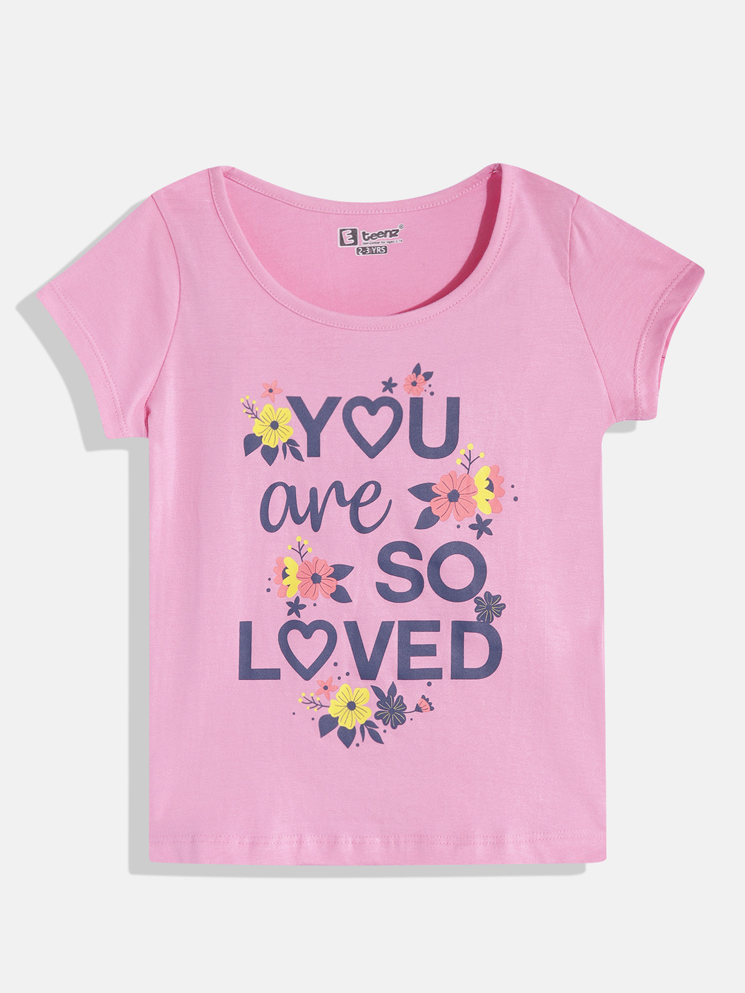 

Eteenz Girls Premium Cotton Typography Printed T-shirt, Pink