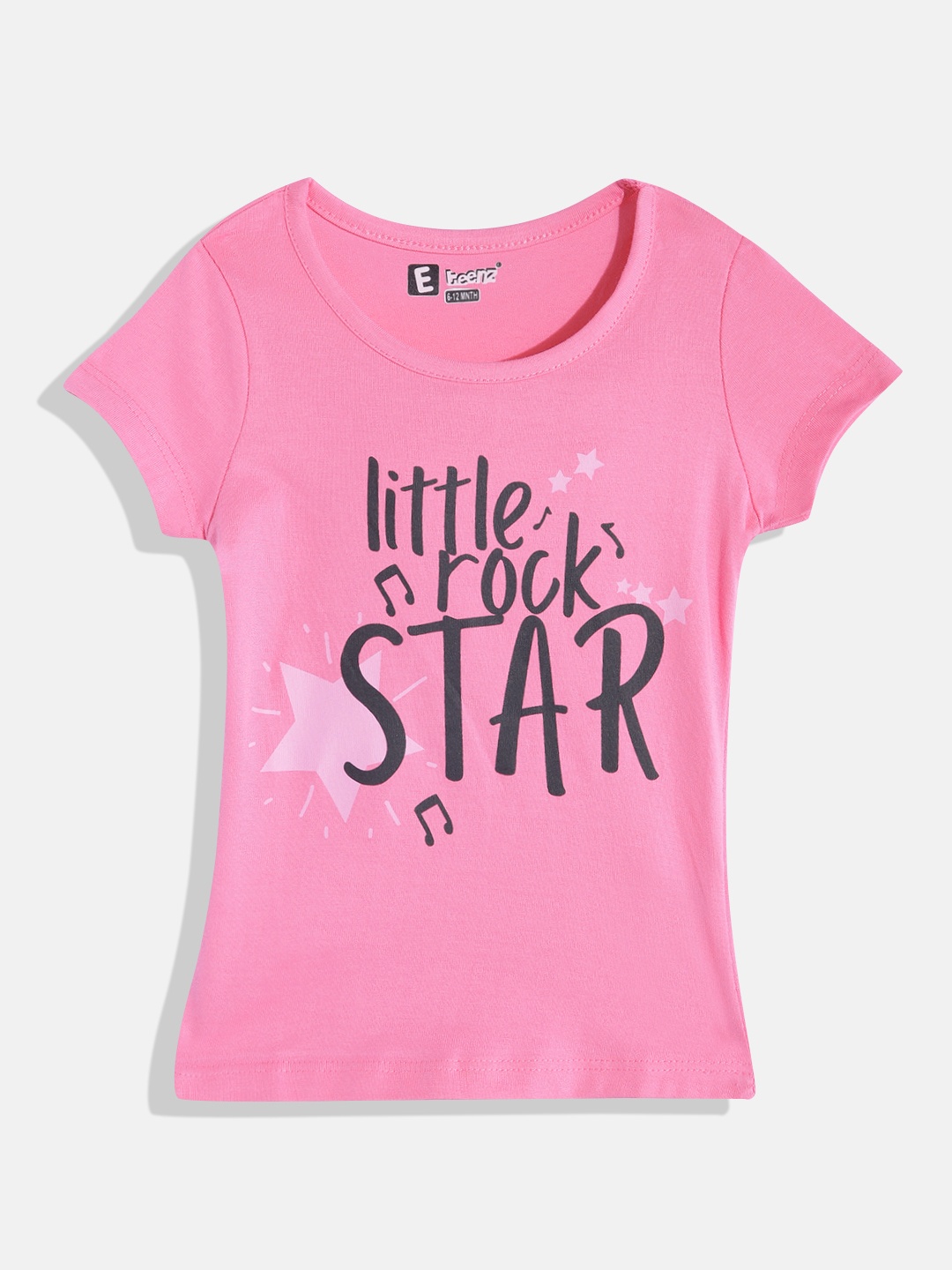 

Eteenz Girls Pink & Black Typography Eteenz Printed T-shirt