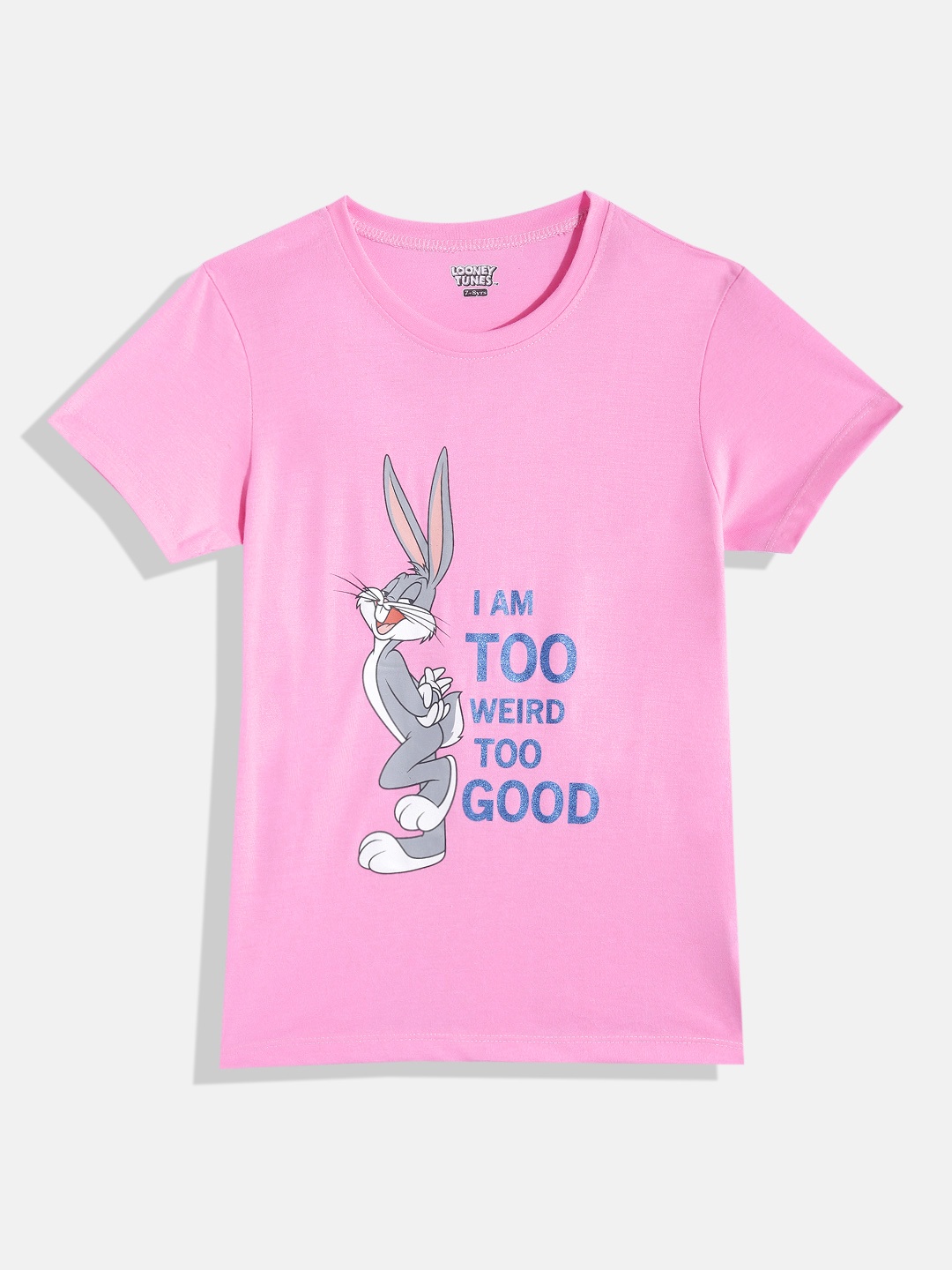 

Eteenz Girls Premium Cotton Bugs Bunny Printed T-shirt, Pink