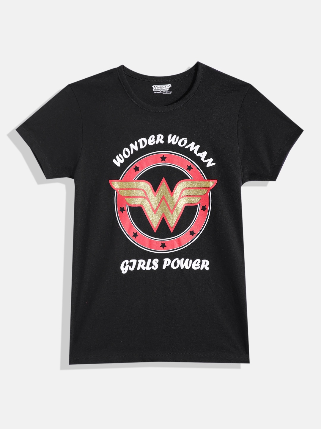 

Eteenz Girls Premium Cotton Wonder Woman Printed T-shirt, Black