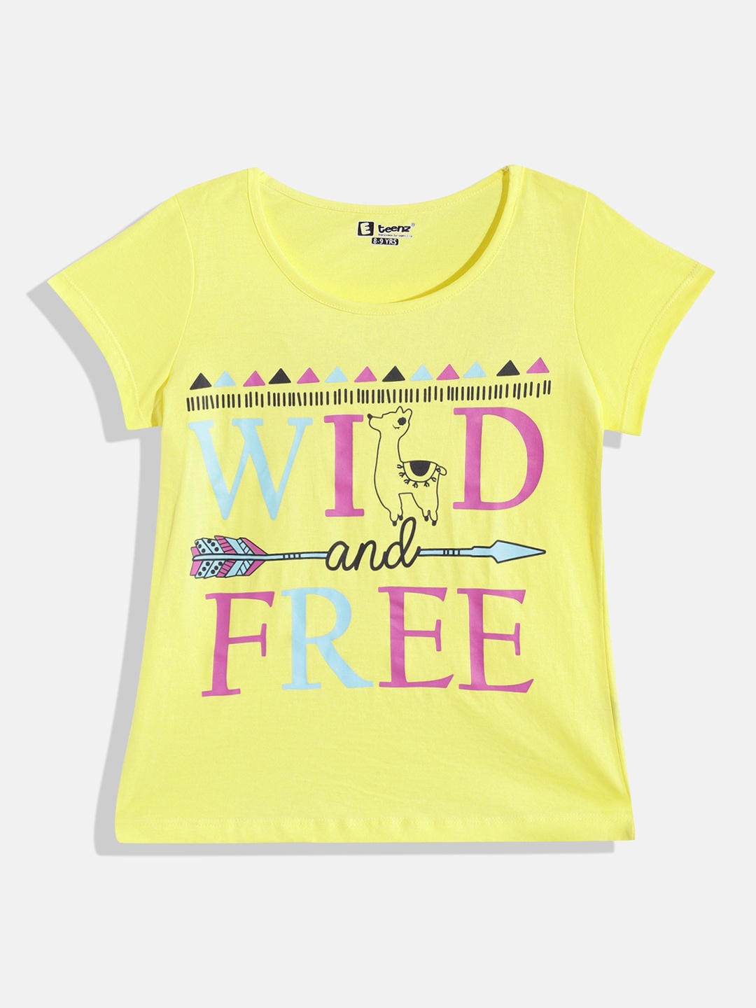 

Eteenz Girls Premium Cotton Typography Printed T-shirt, Yellow
