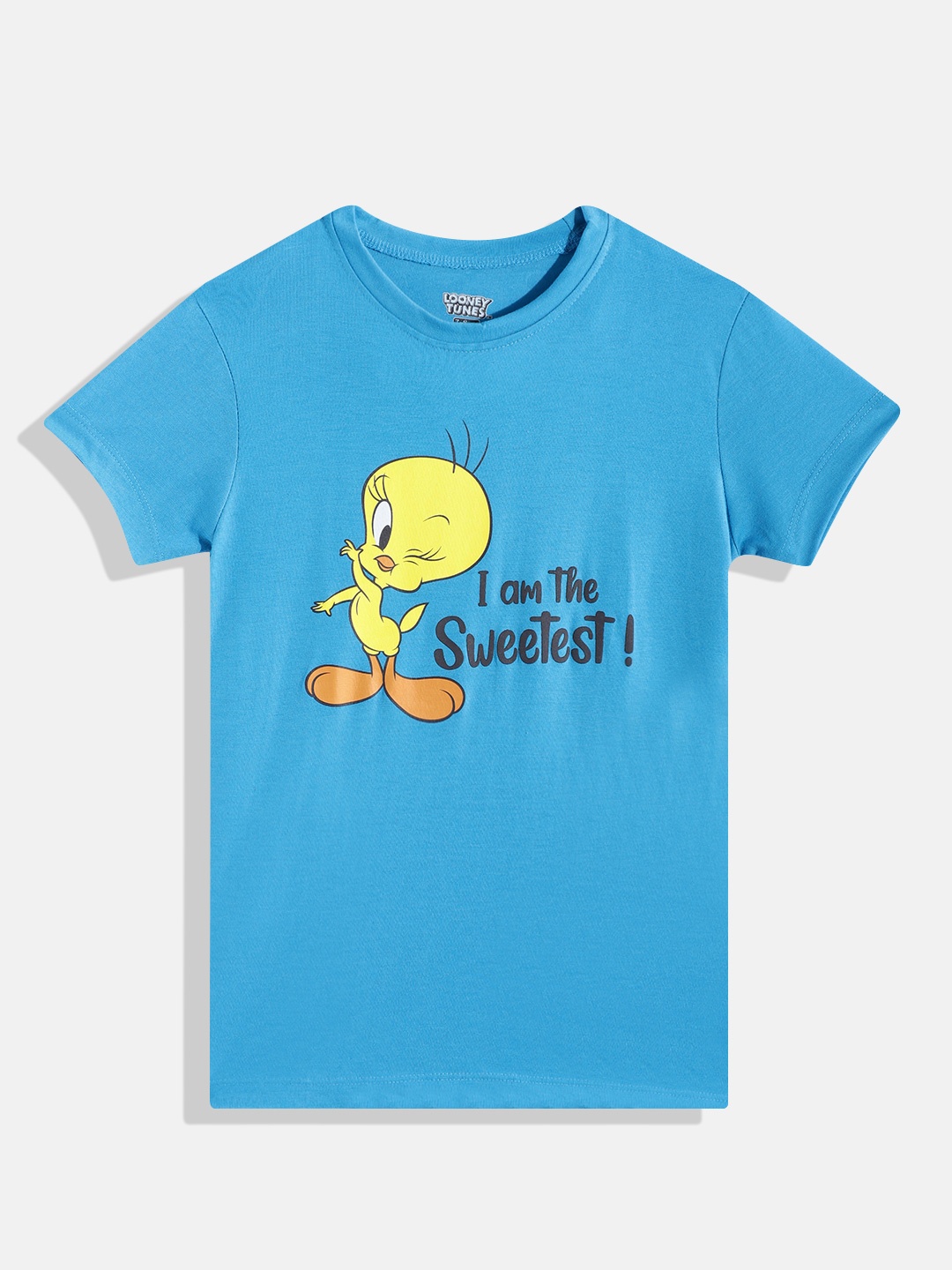 

Eteenz Girls Premium Cotton Tweety Printed T-shirt, Blue