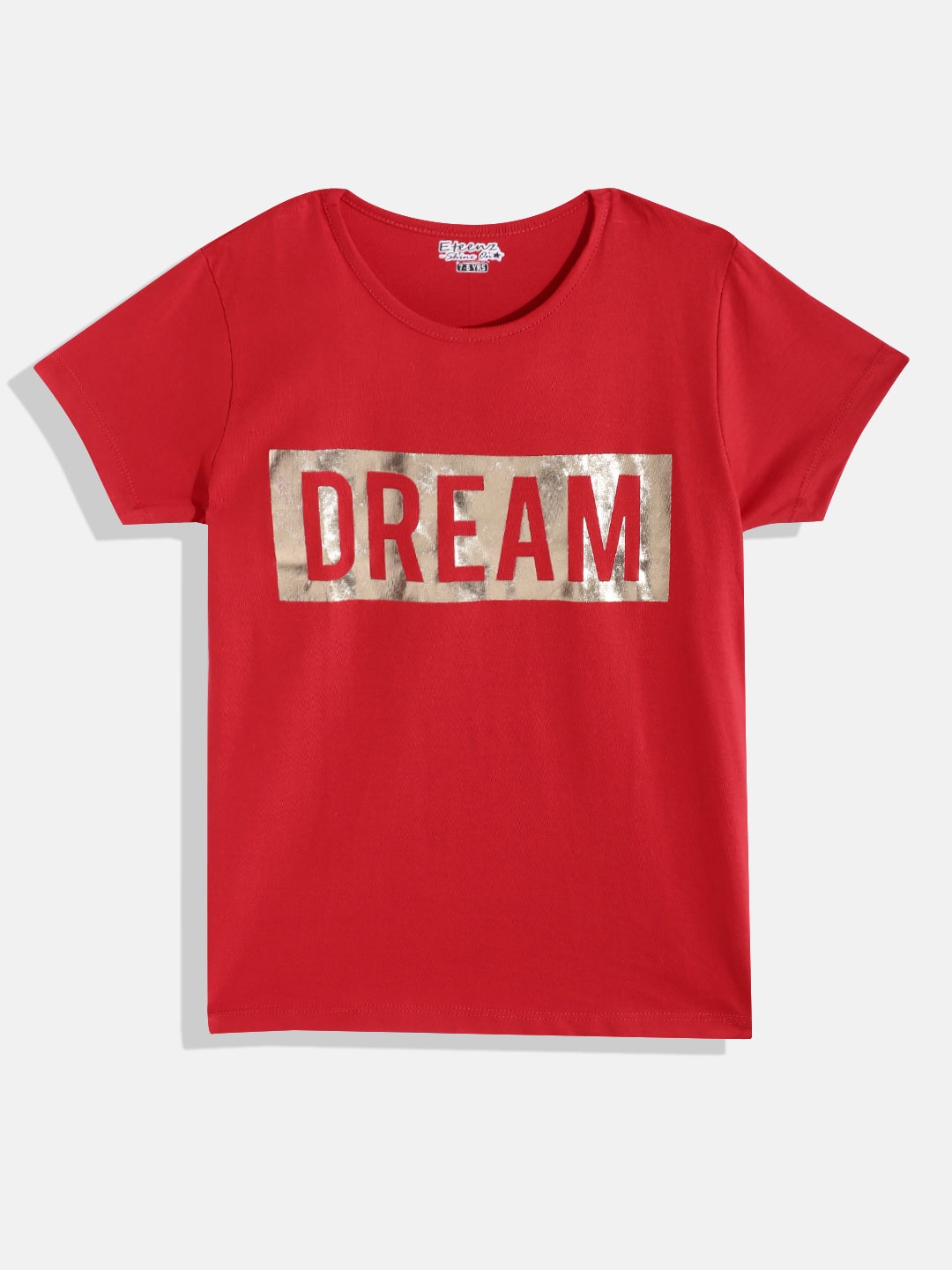 

Eteenz Girls Premium Cotton Typography Printed T-shirt, Red