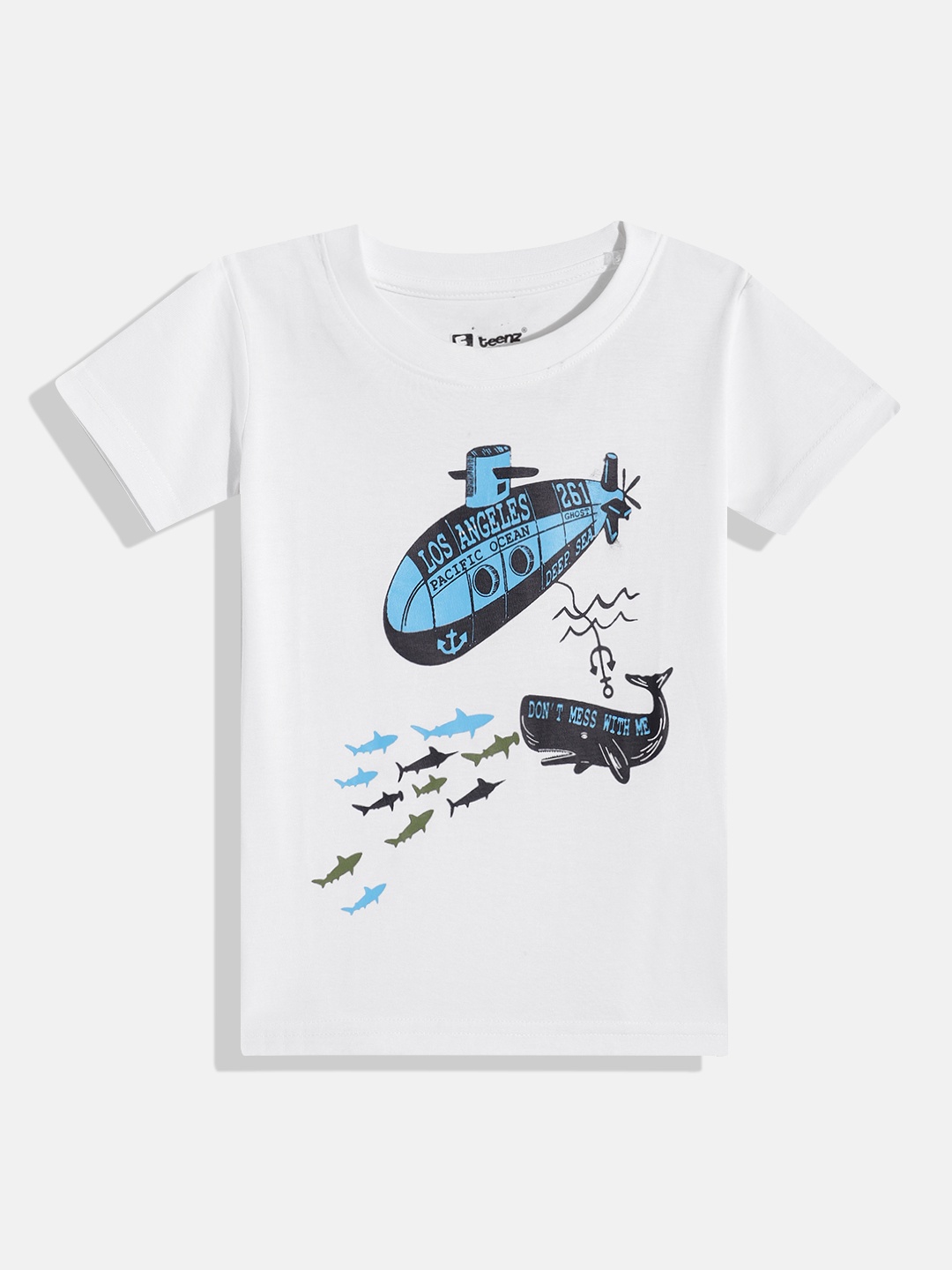 

Eteenz Boys Premium Cotton Printed T-shirt, White