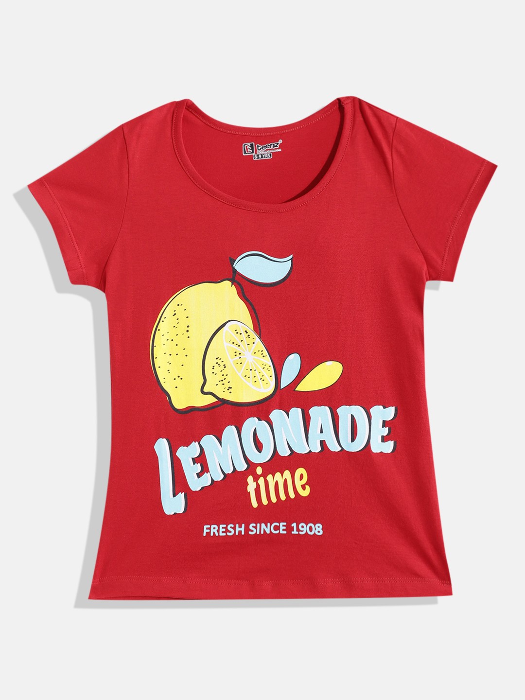 

Eteenz Girls Premium Cotton Graphic Printed T-shirt, Red